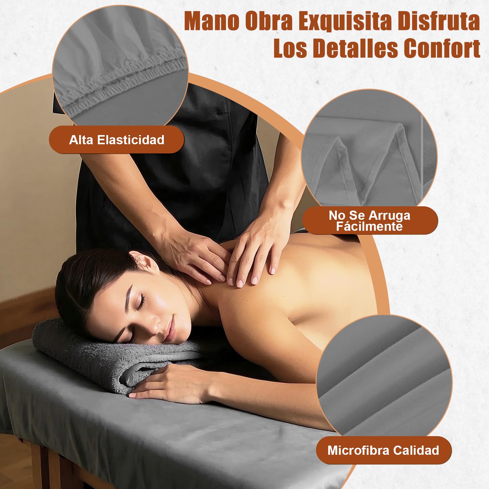 Set di lenzuola massaggio, set di 3 lenzuola morbide traspiranti, riutilizzabili, adatti per la maggior parte delle barelle massaggio bianche grigie