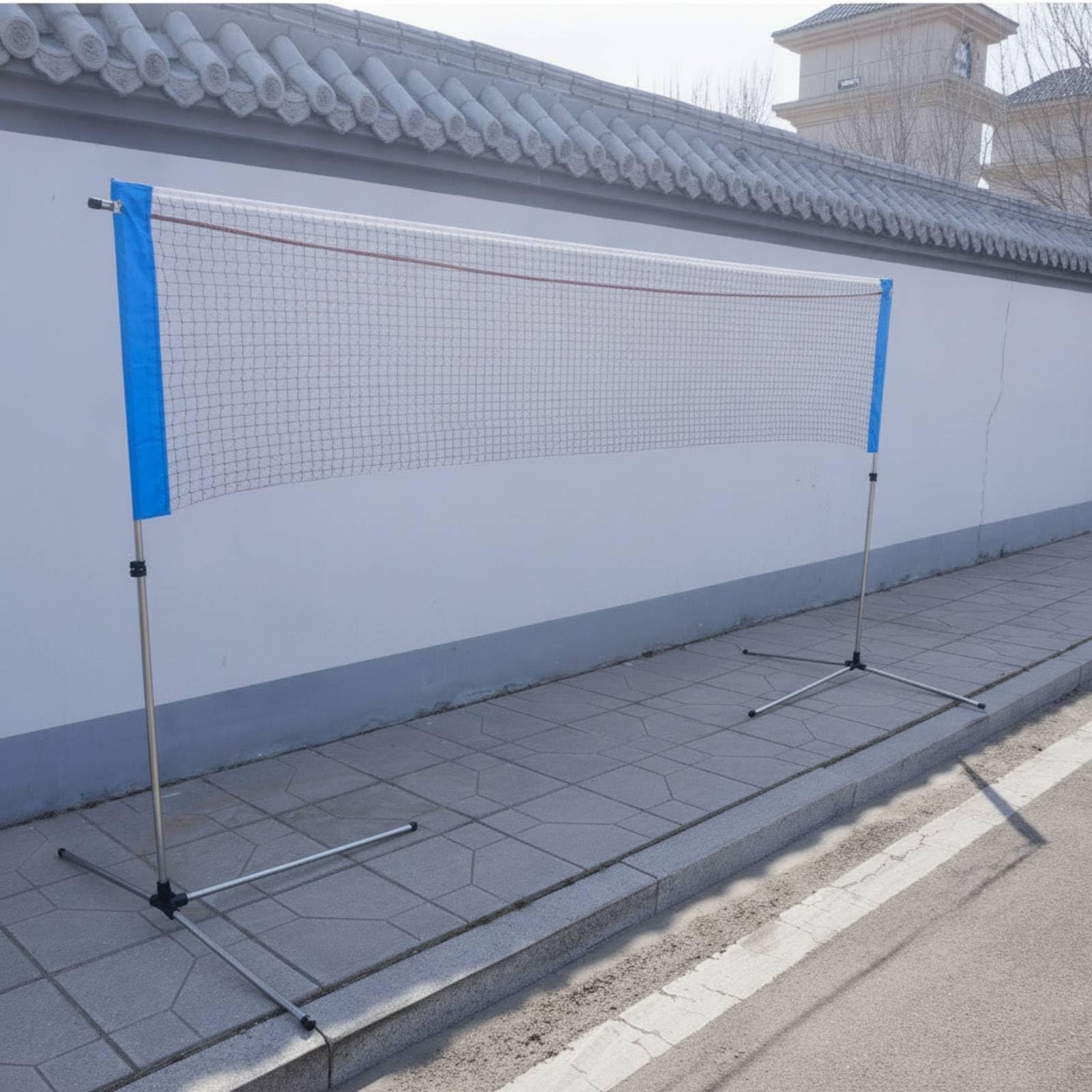 Colcolo Rete da Badminton Portatile Rete Supporto Piedistallo Installazione Facile Acciaio Inossidabile Durevole con Sacca Inclusa Adatta per Allenamento
