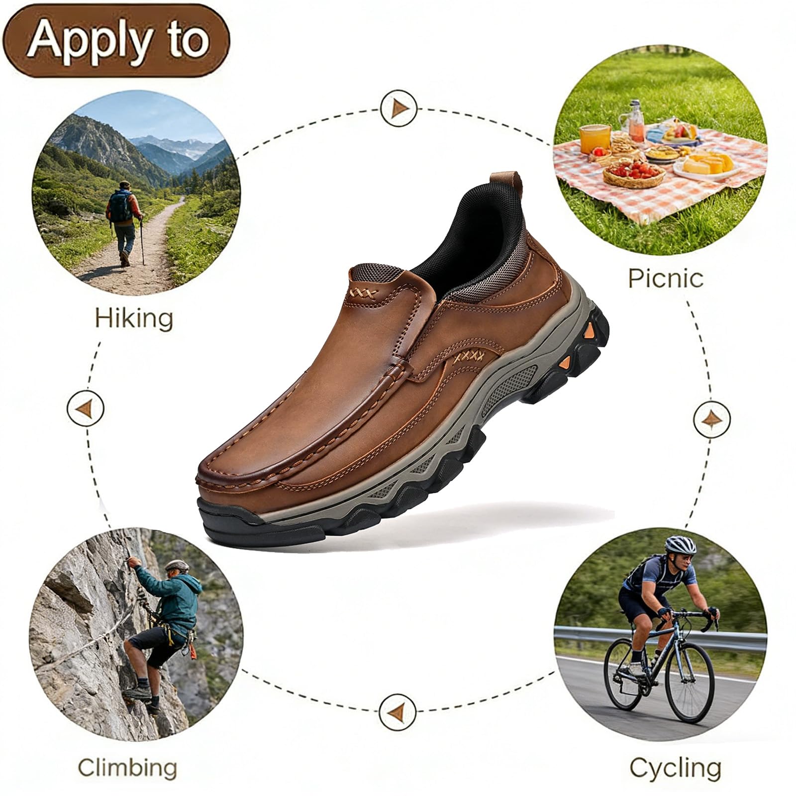 Zapatos ortopédicos de piel auténtica para caminar al aire libre, cómodos, hechos a mano, impermeables, antideslizantes, con soporte de arco, zapatos de vestir casuales para hombre