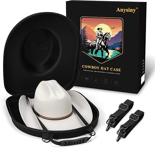 Miniatura 10 de Caja para sombreros de viaje, a prueba de aplastamientos, estuche de viaje para sombreros de vaquero, caja de almacenamiento, organizador de gorras