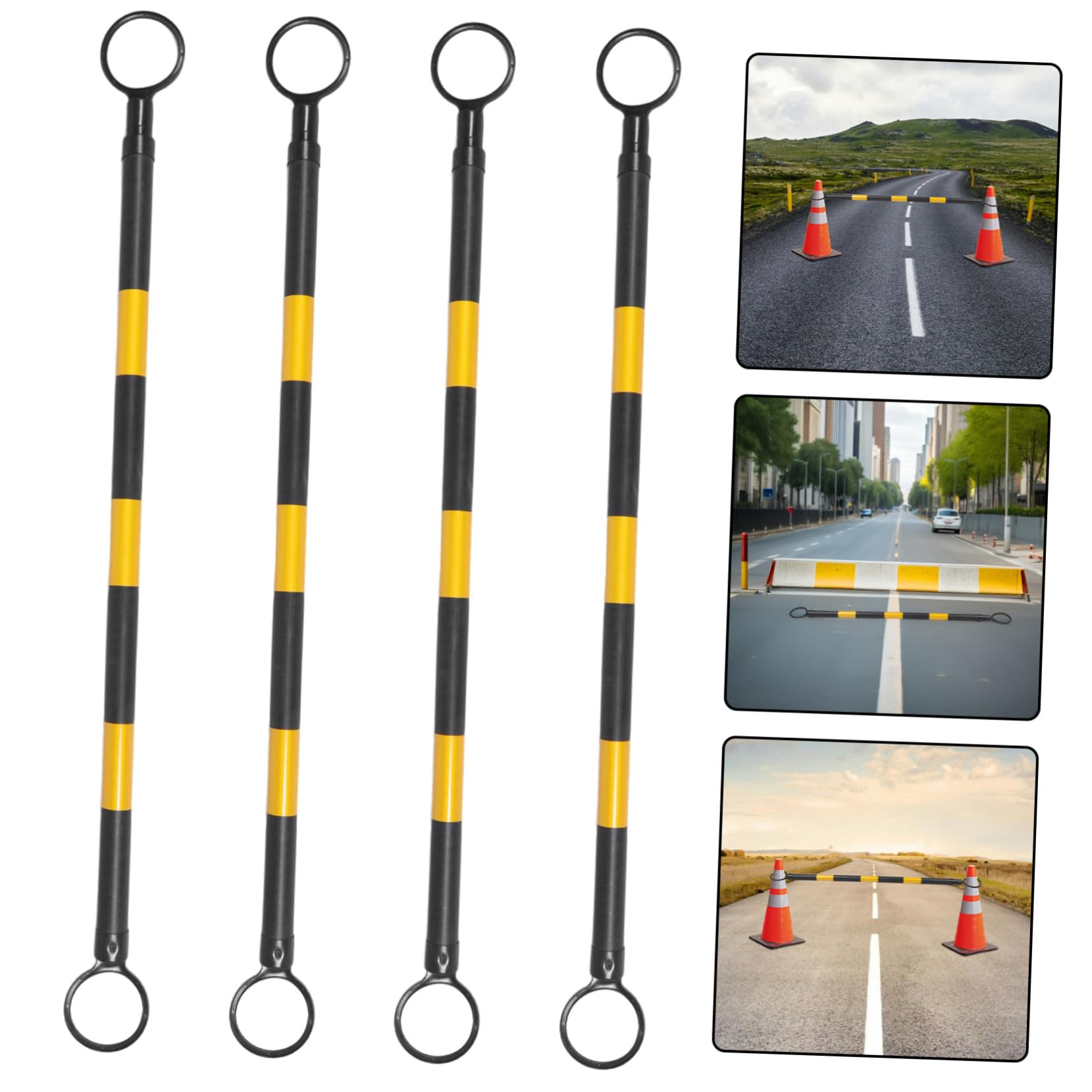 Conector de Cono de Tráfico Extensible de Pvc 4 Piezas | 1 M a 2m, Poste Intercambiable de Advertencia, Alta Visibilidad para Obras y Control de Tráfico