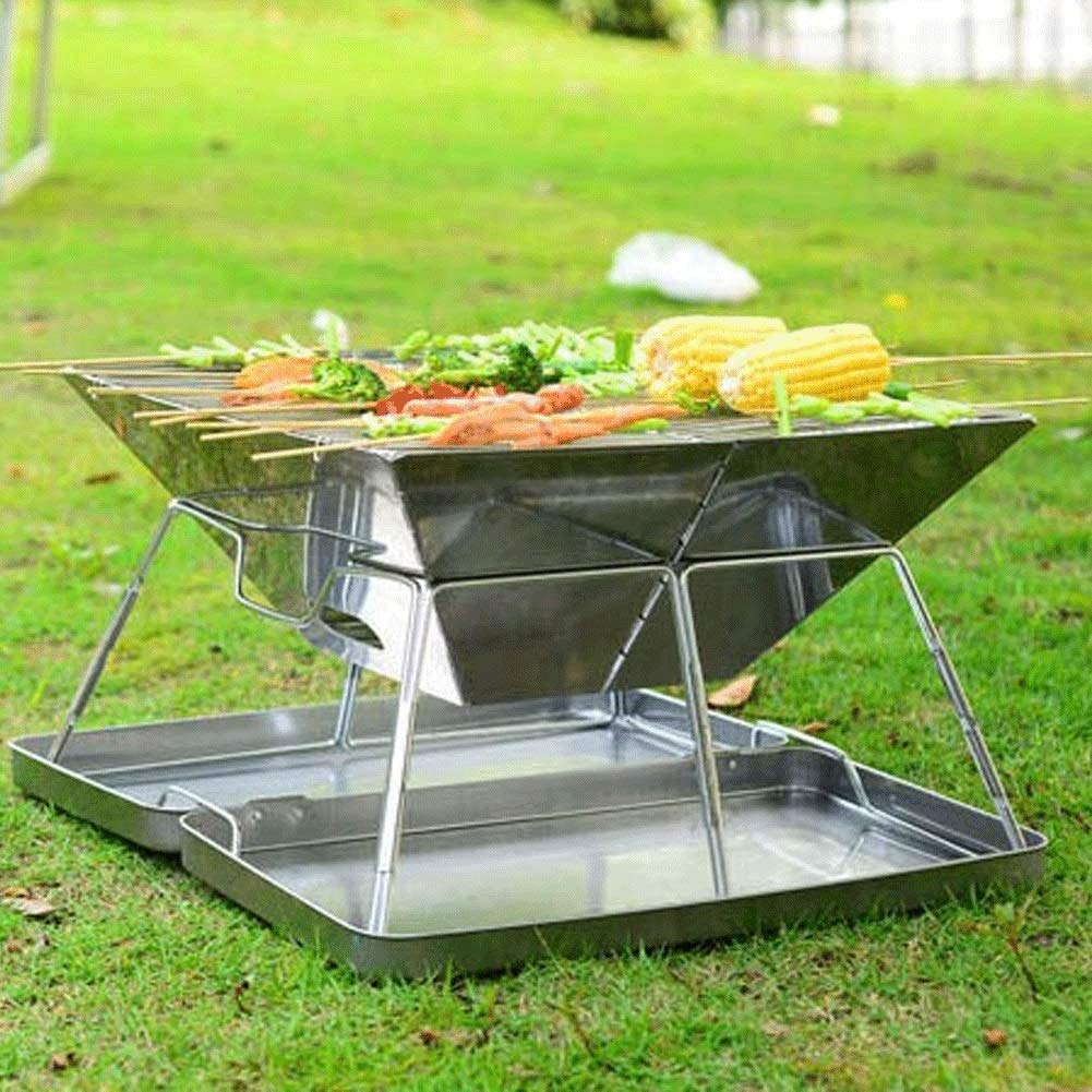 KANBUN składany grill węglowy, przenośny grill do grilla lekki prosty grill na kemping, ogród, na zewnątrz, podróże Double the comfort