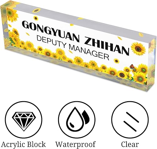 Miniatura 4 de Placas de nombre de escritorio personalizadas para escritorio, placas de identificación acrílicas personalizadas para escritorio, bloque de placa