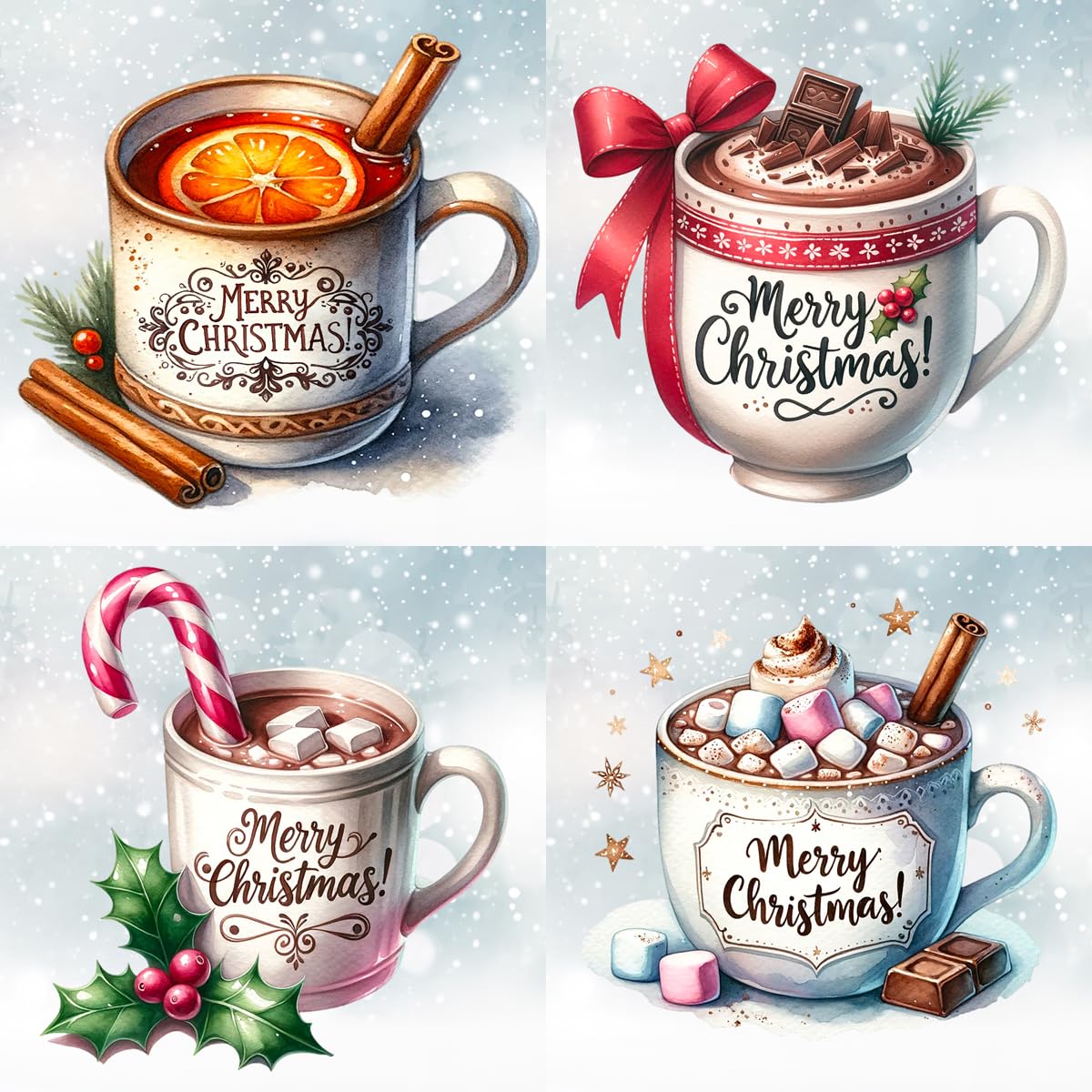 Christmas Cards 2025 Pack of 30 Xmas Cards Multipack 6 Unique Christmas Drink Designs Festive Christmas Greetings Card Seasons Greetings For Friends and Family