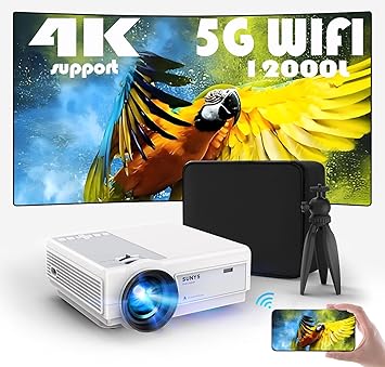 Sunys Mini Projector With Android Tv 11.0,1080P Smart Projector With Wifi And Bluetooth,12000 Lumens,Portable Phone Projector With Tripod And Carry Bag,Indoor/Outdoor
