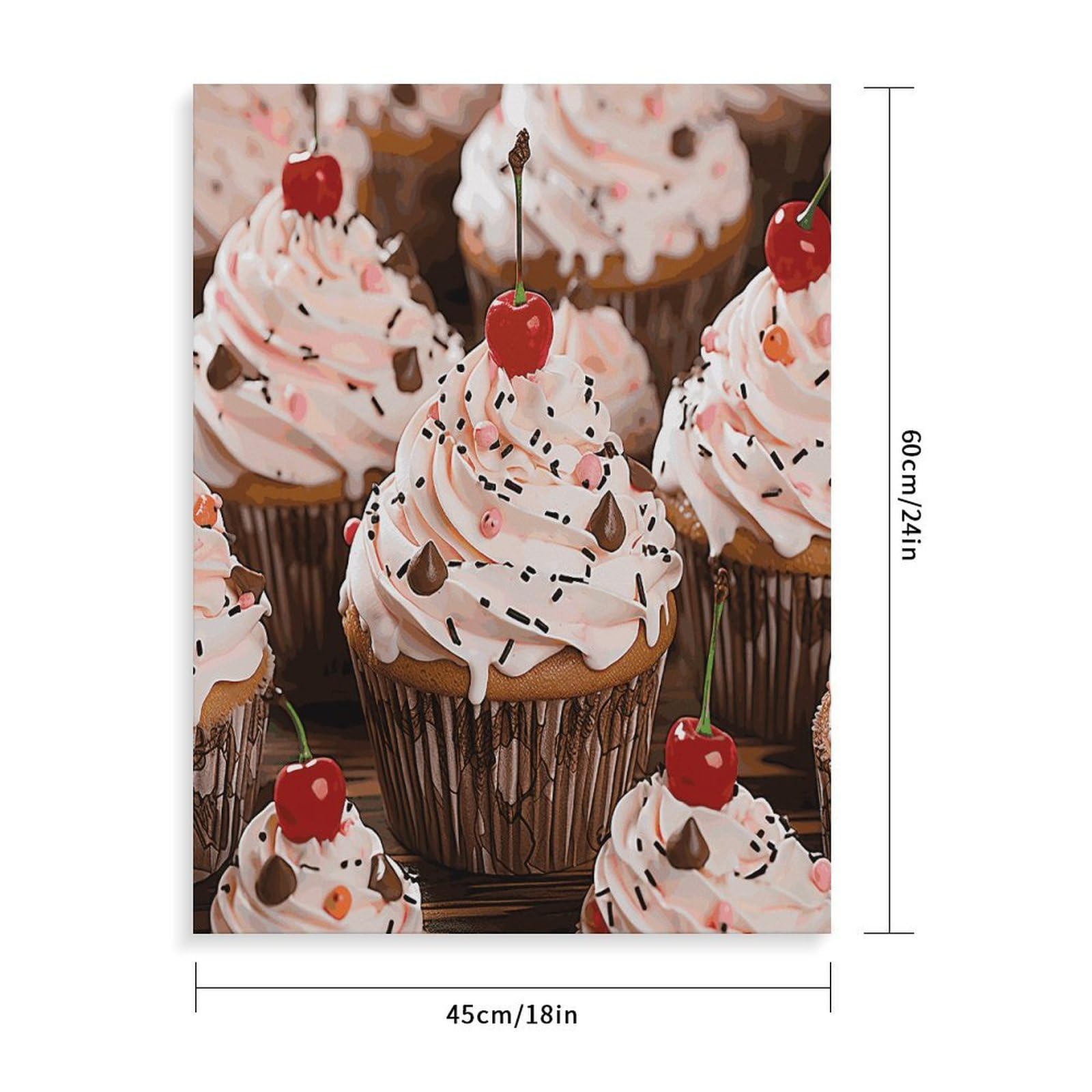 LPAGBCNU Malen nach Zahlen für Erwachsene und Muffins, Malen-nach-Zahlen-Set auf Leinwand, Acryl-Ölfarben, Malerei mit Pinseln, als Geschenk, Wanddekoration