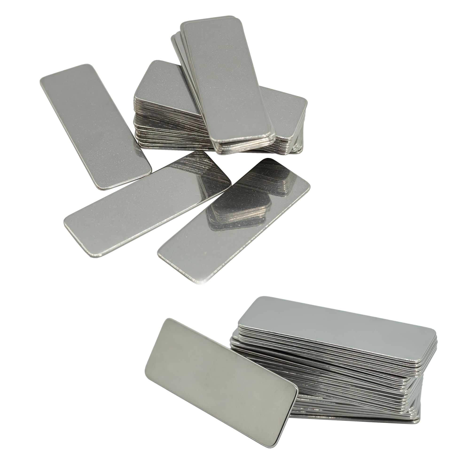 Targhette vuote in acciaio inox 304 per incisione, rettangolari, per incisione, confezione da 25, 5 x 1,8 cm