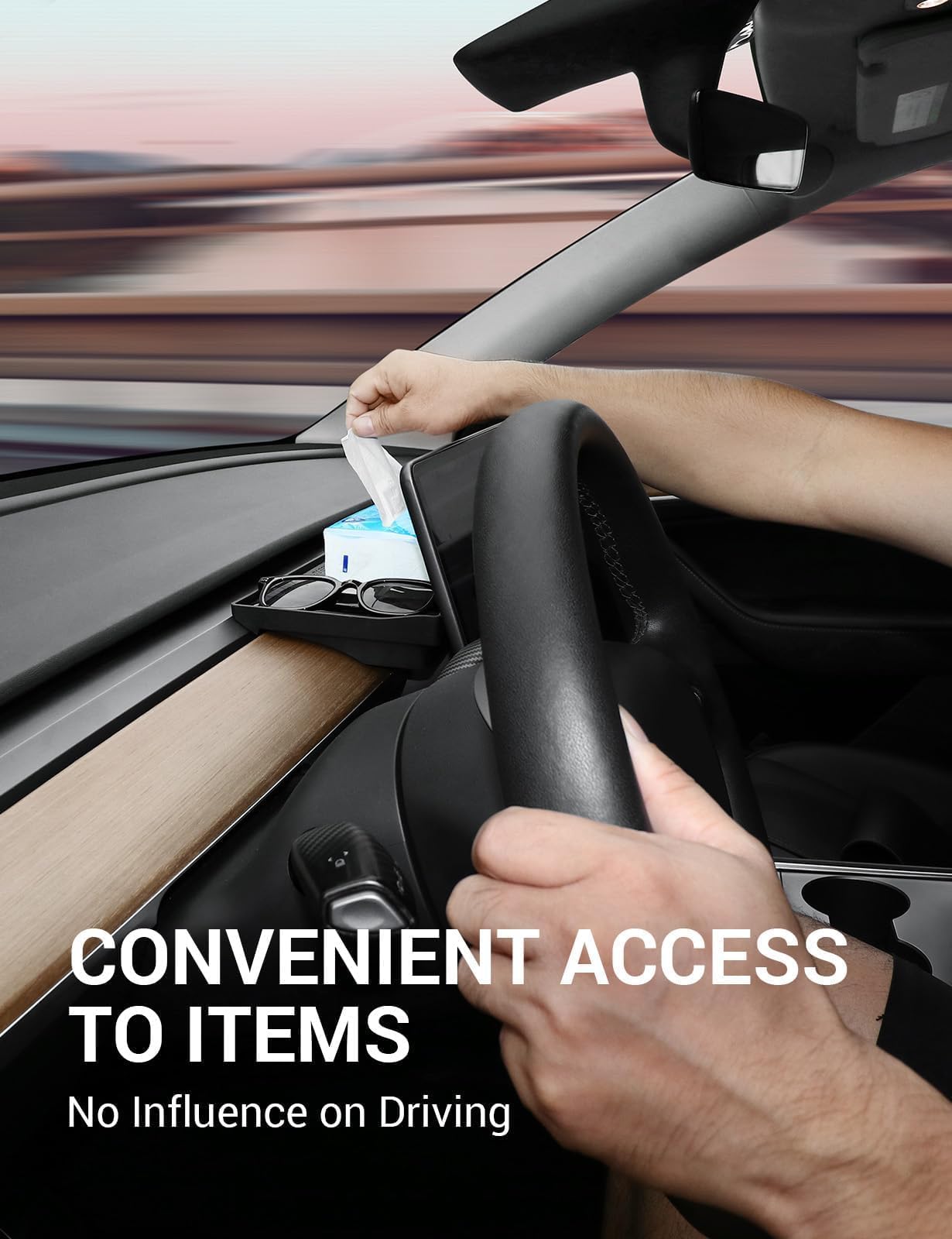 BASENOR Tesla Model Y Model 3 Centro Console Organizzatore Dietro Schermo Storage Box Cruscotto Vassoio Nascosto Porta Occhiali da Sole per 2019-2023 Model 3 Model Y 2021-2024 Accessori Interni.