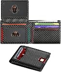 VATAN Wallet for Men Slim RFID Blocking Leather Credit Card Holder Wallet for 15 Cards, Bifold Minimalist Thin Wallet with 2 ID Windows & Cash Slot, with Gift Box (Carbon Fiber Black)