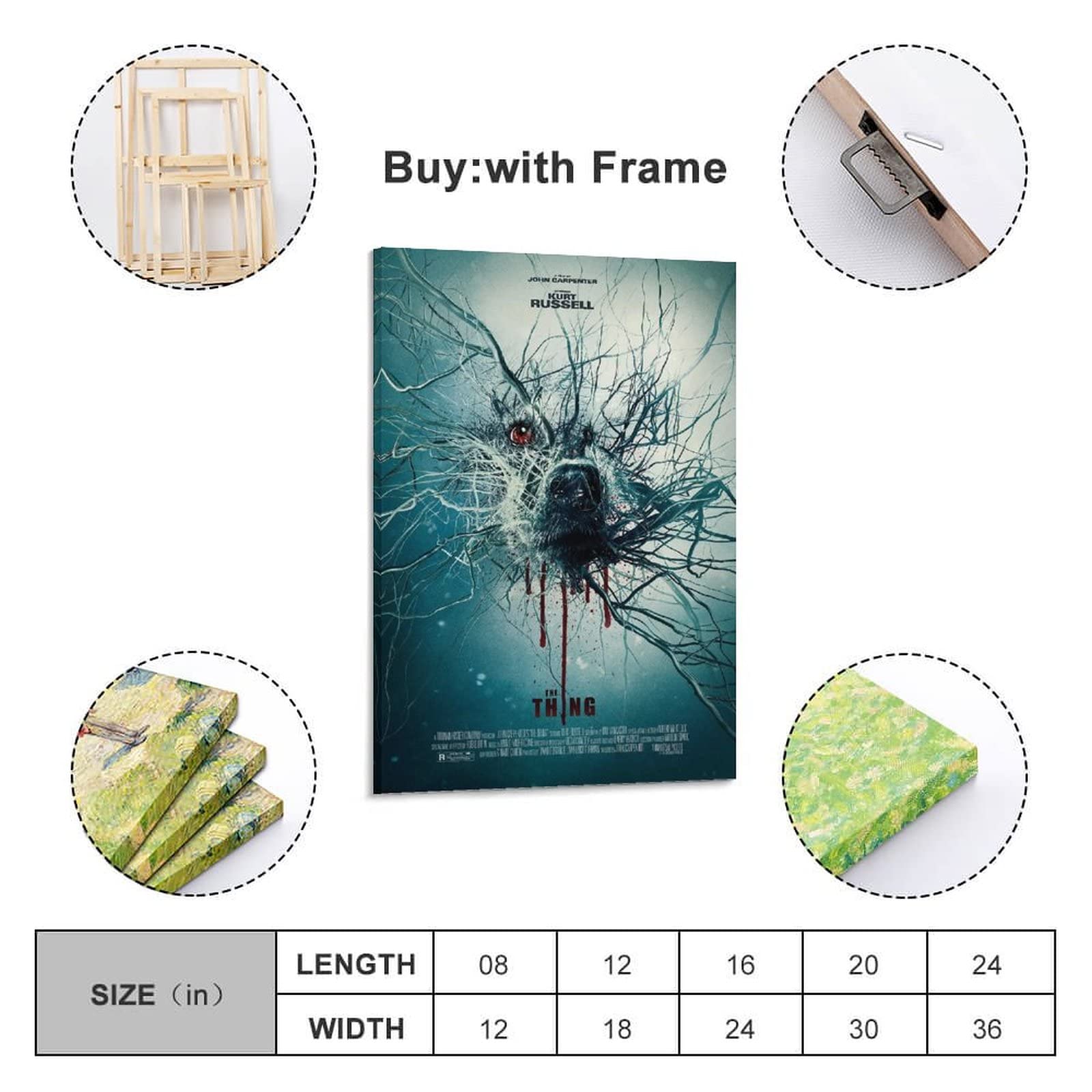 Póster de película de terror The Thing para habitación, póster de arte estético y arte de pared, póster moderno para decoración de dormitorio familiar, 16 x 24 pulgadas (40 x 60 cm)