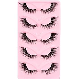 Veleasha Cat Eye Lashes Faux Mink Eyelashes Crisscross 3D Multilayered False Eyelashes L Curl Fox Eye Lashes 5 Pairs Pack (KitTwinkle)