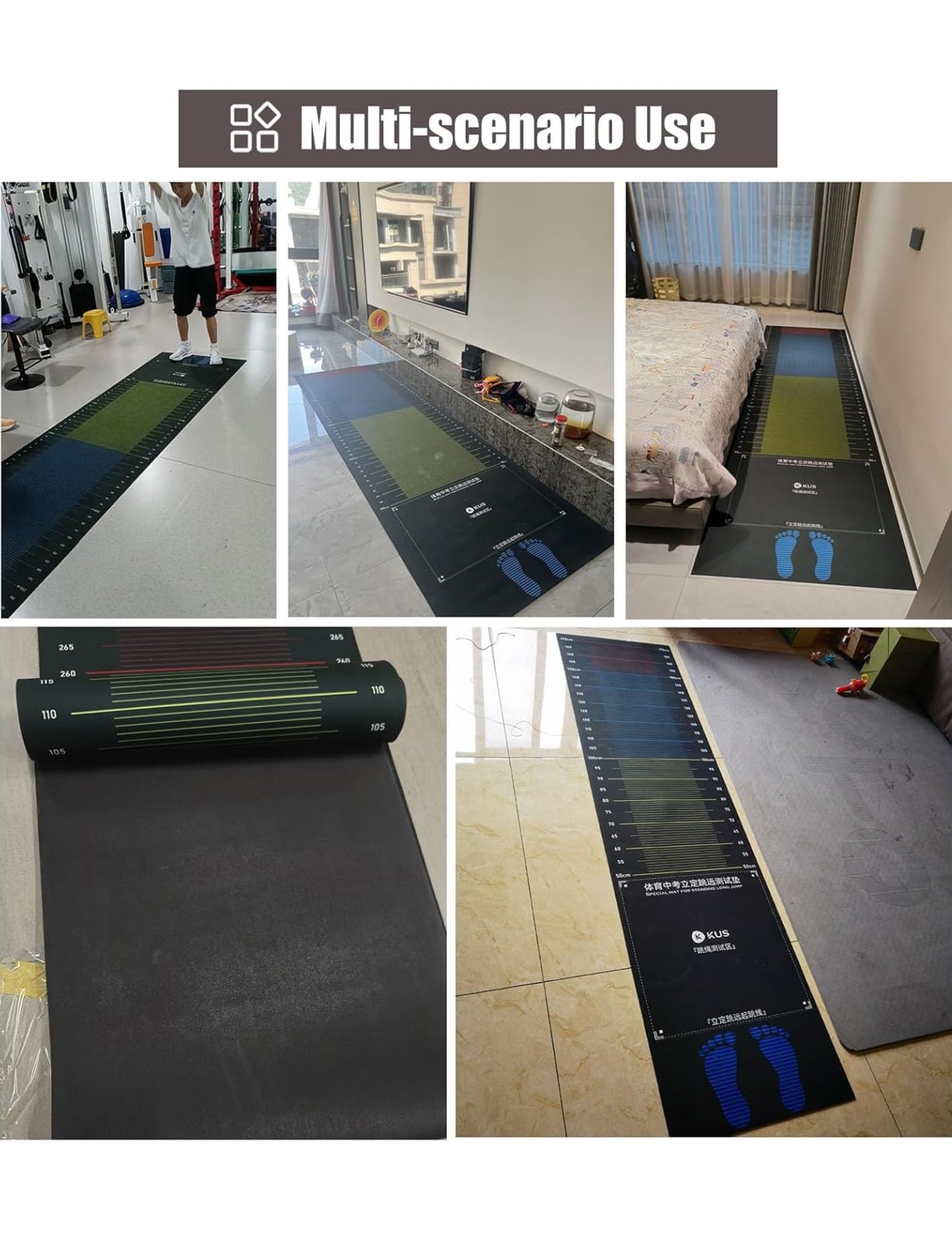 Standing Jumping Mat Long Jump Practice Mat 2.5mm Thick, Exercise Measuring Pad, Extra Long Training Board, Standing Long Jump Test Tool, for Gym School Home