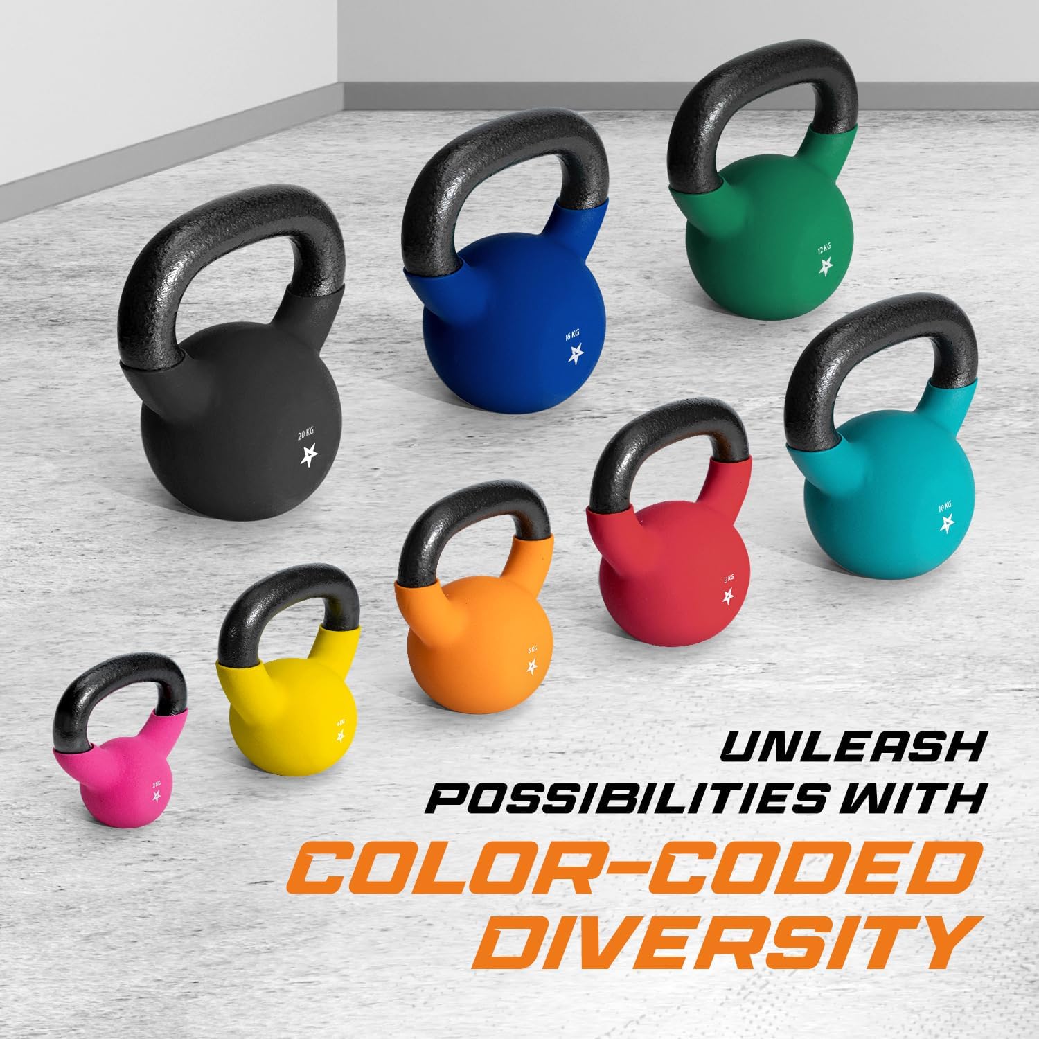 Yes4All 2-32kg Neoprene Coated/Powder Coated Kettlebells Cast Iron, Kettlebell Weight Sets for Home Gym Fitness & Weight Training