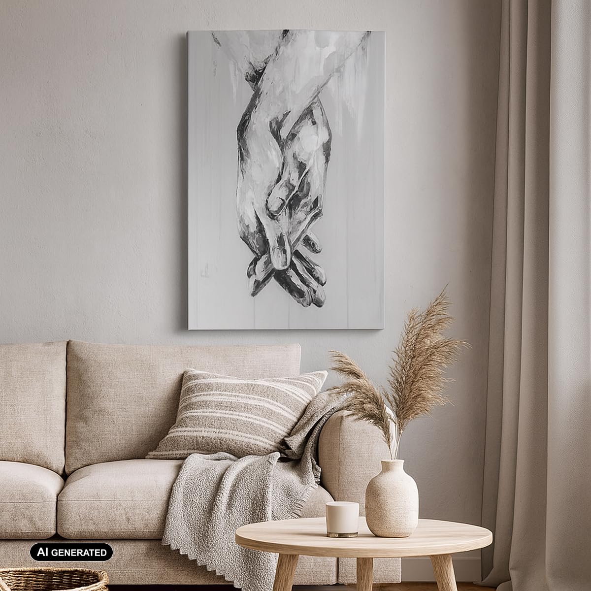 Moderno Quadro su Tela 45x80 cm Verticale Bianco e Nero Persone - 4566