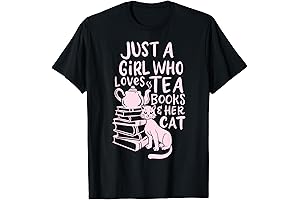 Cat Drinker | Just A Girl Who Loves Tea Books & Her Cat T-Shirt