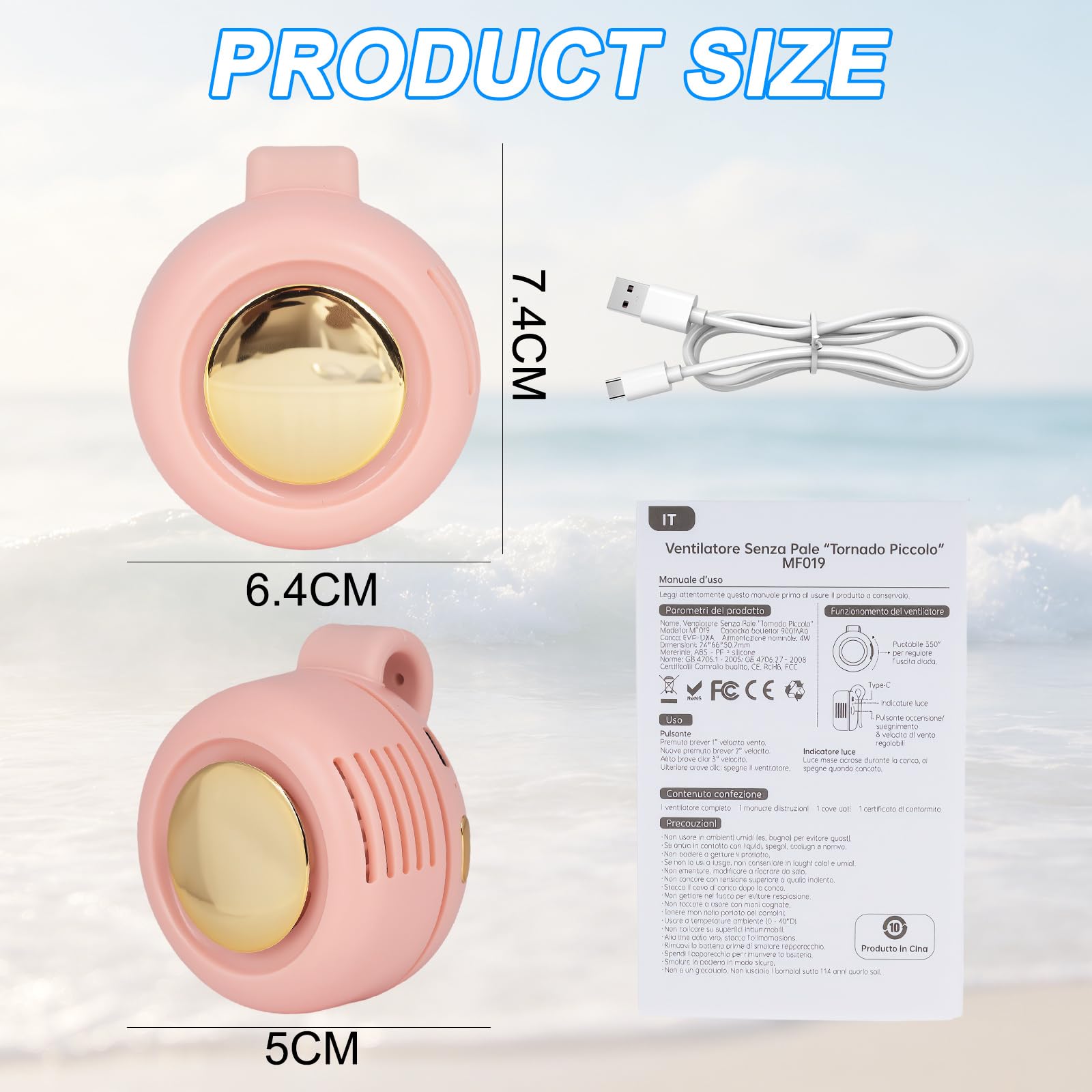 Ventola silenziosa con clip senza pale, 3 velocità, ventola portatile girevole a 360°, ricaricabile tramite USB, ventole di raffreddamento per collo/colletto, essenziale per l'estate per viaggi