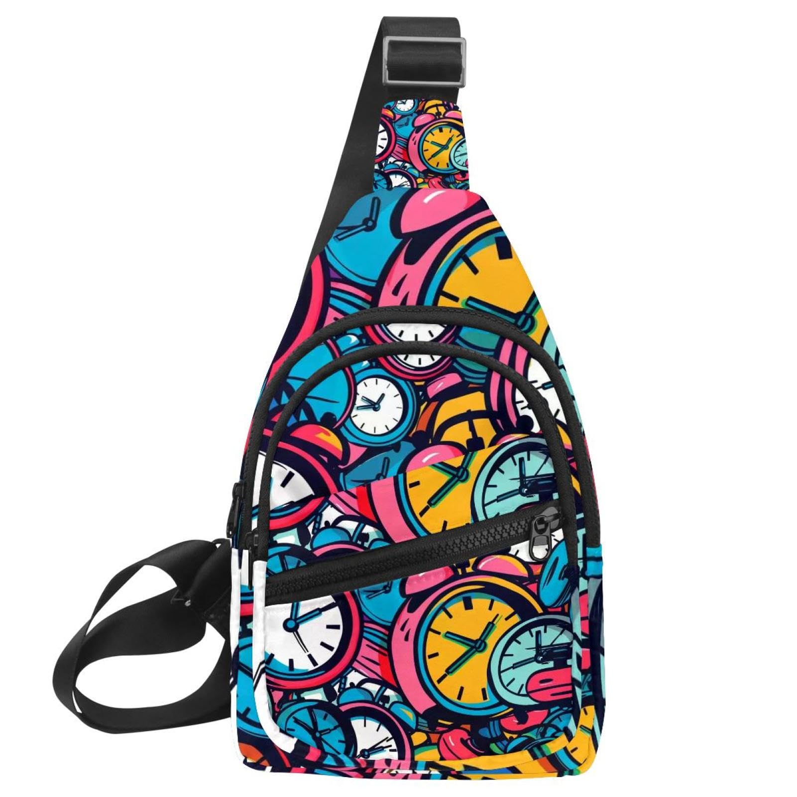 Mochila cruzada con correa ajustable unisex diseño multicolor de dibujos animados 7