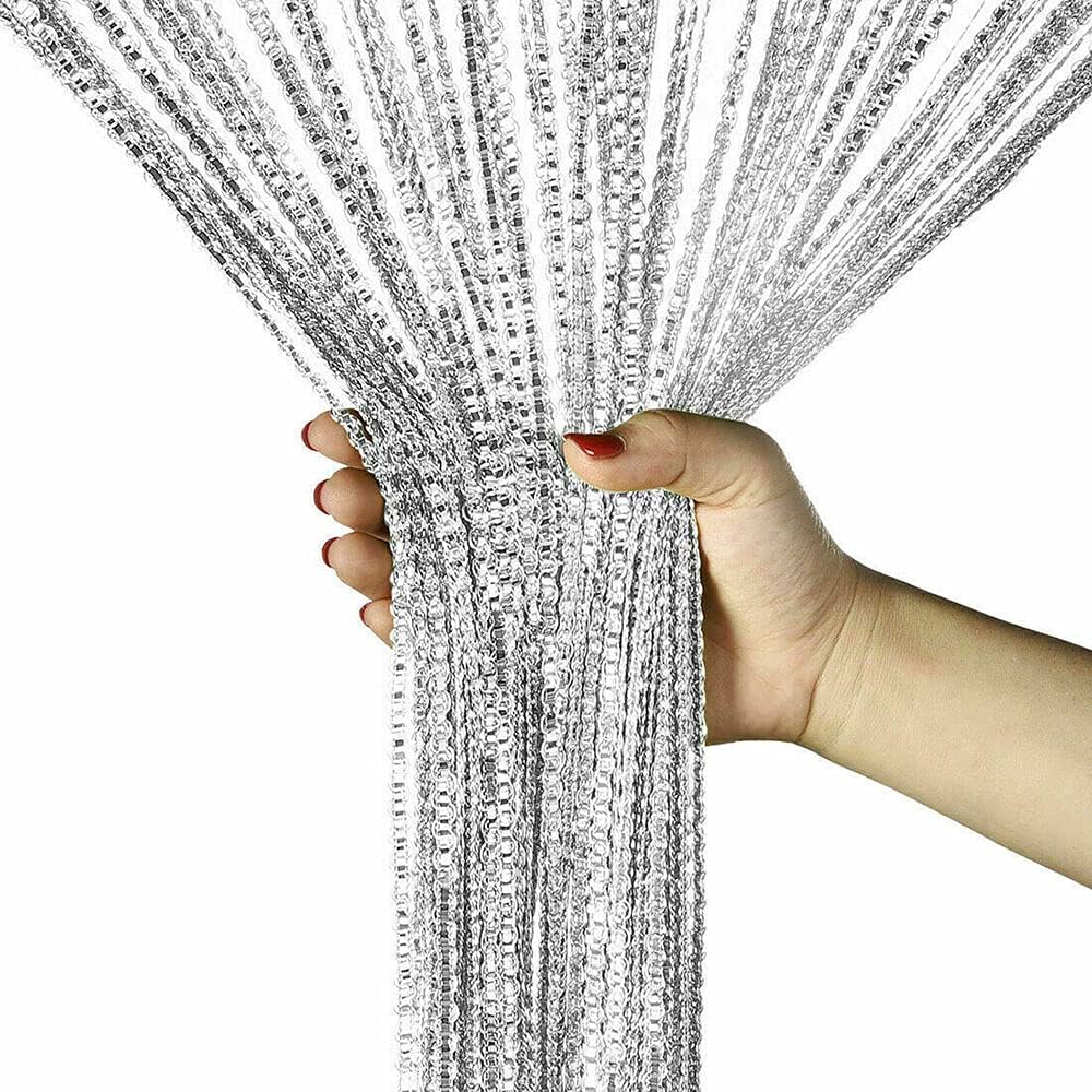 Smilegirl String Door Curtain Fly Insect Bug Screen String Doorways Divider Glitter Retro Tassel Doors Doorways Dividers Window Curtain Panel Party Decorations (White)