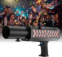 SHEHDS Lançador De Confete Elétrico Com Efeitos Led Rgb, Alcance De 6 A 8 Metros Para Palcos, Djs, Shows, Festas E Eventos (Papel Confete Não Incluído) - Orifício Único