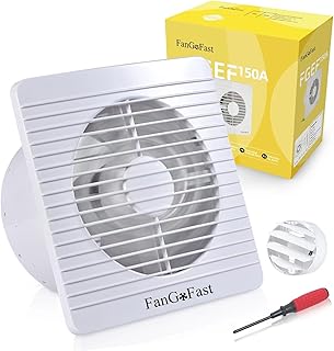 FanGoFast Badlüfter 150mm, Badezimmer Lüfter Leiser mit Rücklaufklappe, 17W Leistungsstarke Wandventilator Lüfter für Küche Bad Gewächshaus Garage