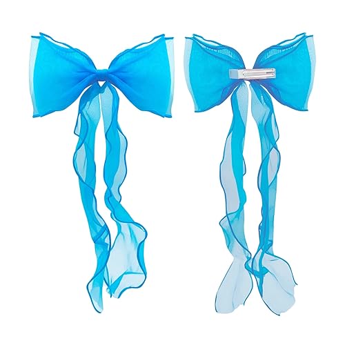 2 pinzas para el cabello con cintas coloridas para el cabello, trenzadas, accesorios decorativos para el cabello para mujeres y niñas, color azul