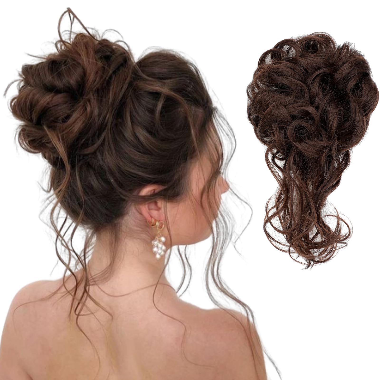 Photo 1 of FeidyLong Messy Bun Hair Piece - Medium Brown