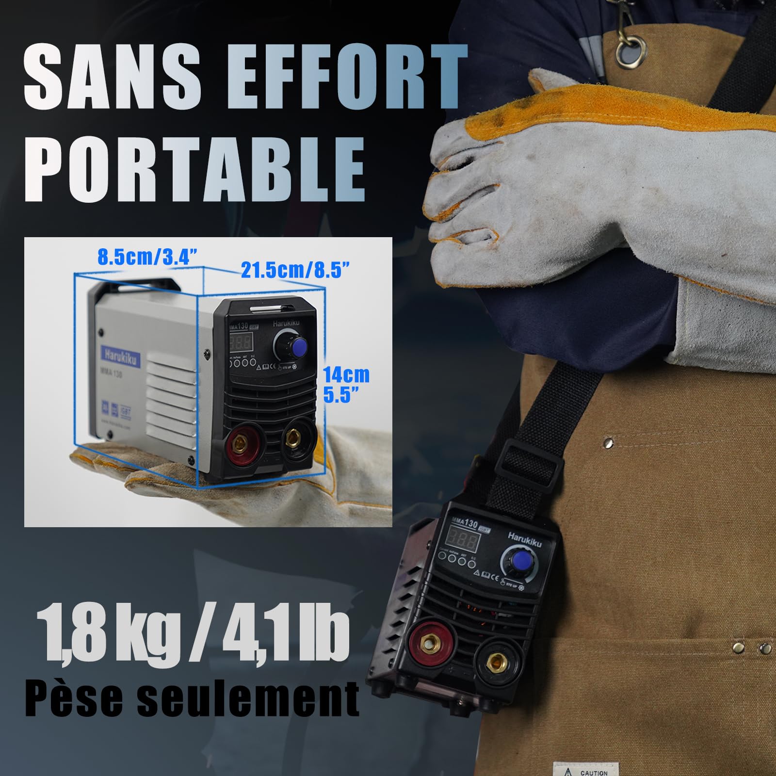 Poste à souder à l’arc MMA130 Numérique - Mini Poste a Souder Inverter,Compact et Léger avec Fonction Anti-Stick, Câbles de 3+2 m, 21,5 x 14 x 8,5 cm, pour Bricoleurs et DIY