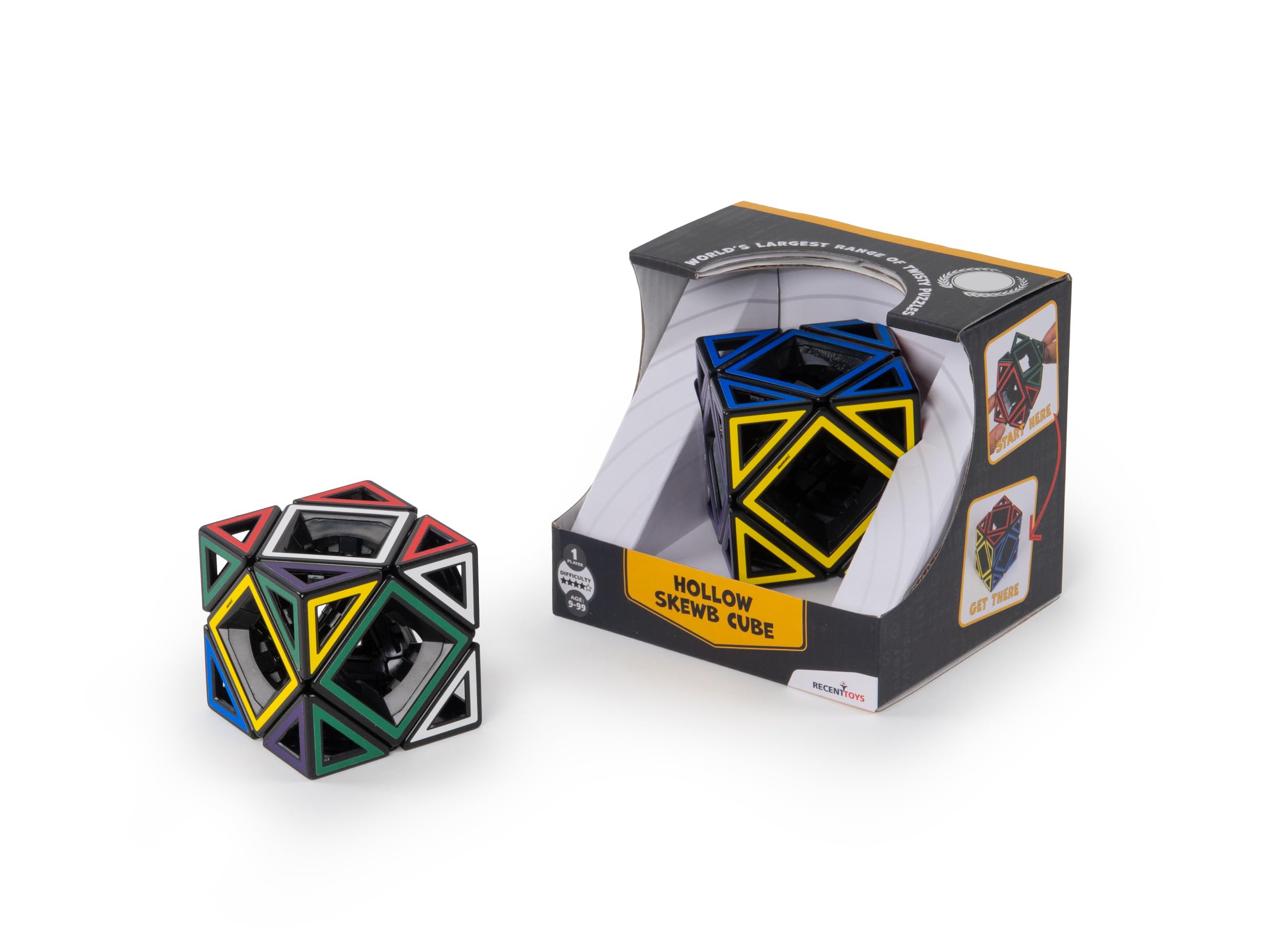 Meffert's Hohl Skewb Cube Puzzle - Farbenfroher & Herausfordernder Denkspiel-Würfel