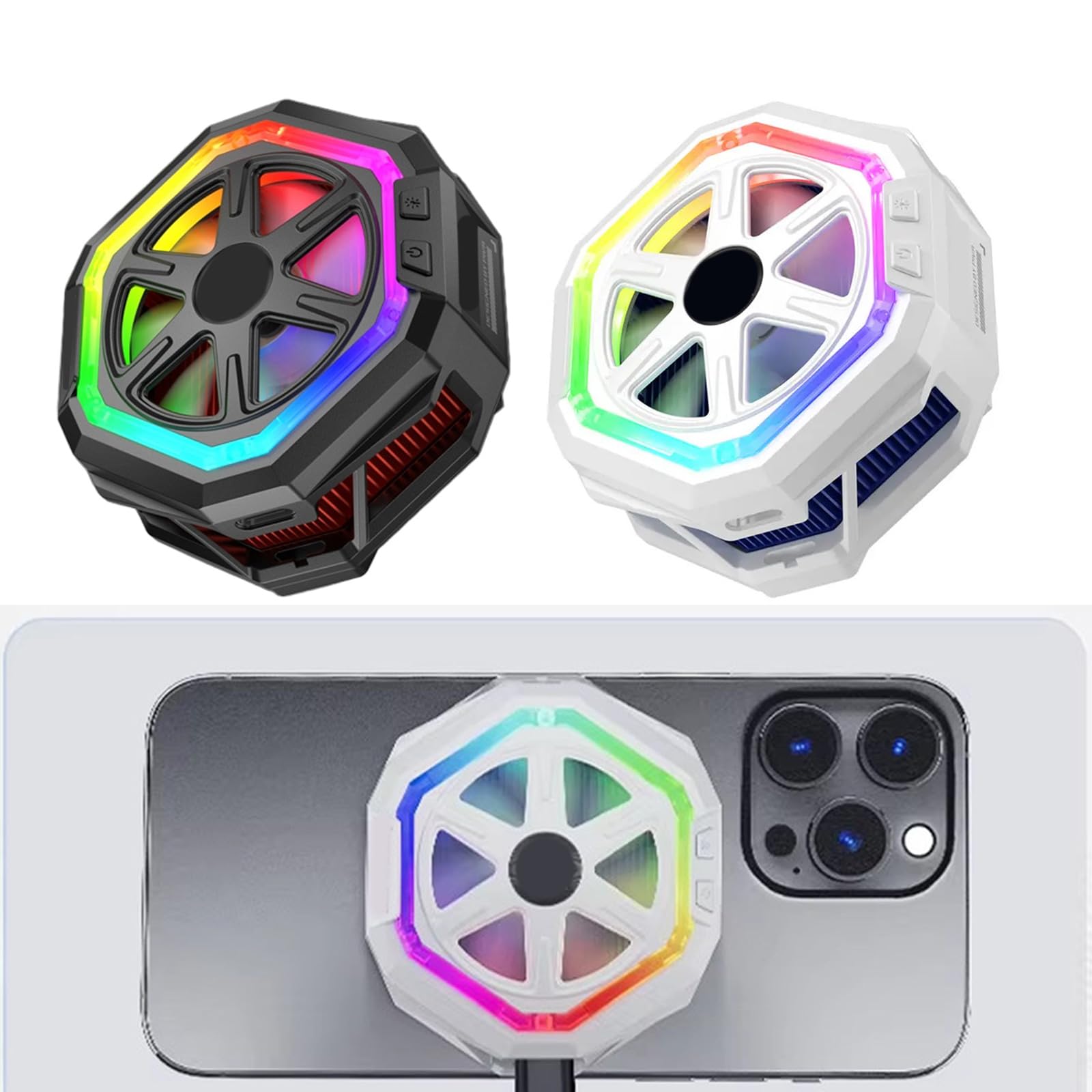 Uqezagpa Kühler Lüfter Handy-Kühler zum Spielen von Spielen, Videos, mit LED-Licht, Handy-Kühler