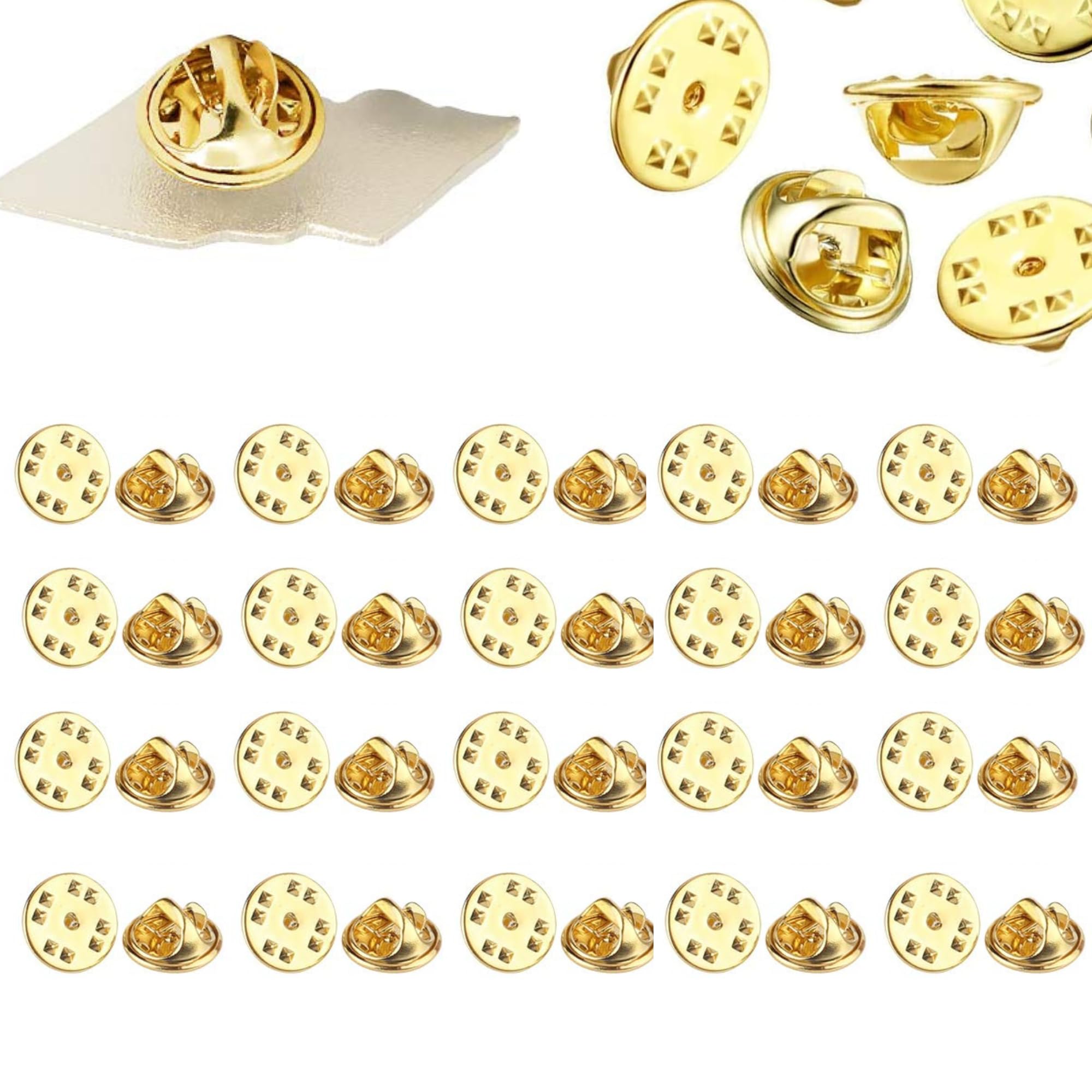 Hanging Tree Golden Locking Pin Backs Brooch Pin Back Butterfly with Pin Keepers Insignia Clutches Pin Backs Replacement Metal Lapel Pin Backing for Tie Hat Badge DIY Art & Crafts Pcs (50 Pcs)