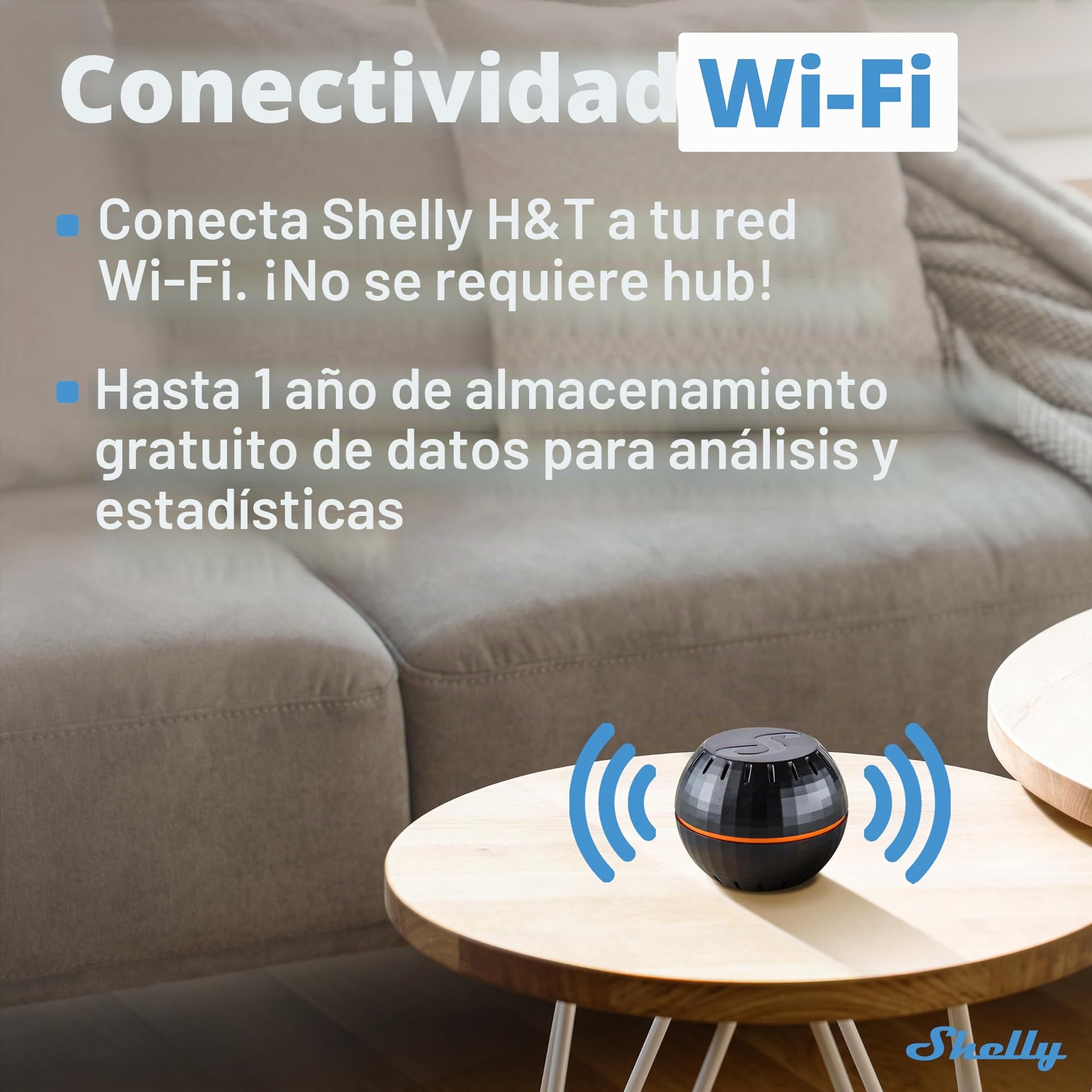Shelly H y T detectan el estado de temperatura y humedad, configuración con aplicación Shelly, Negro