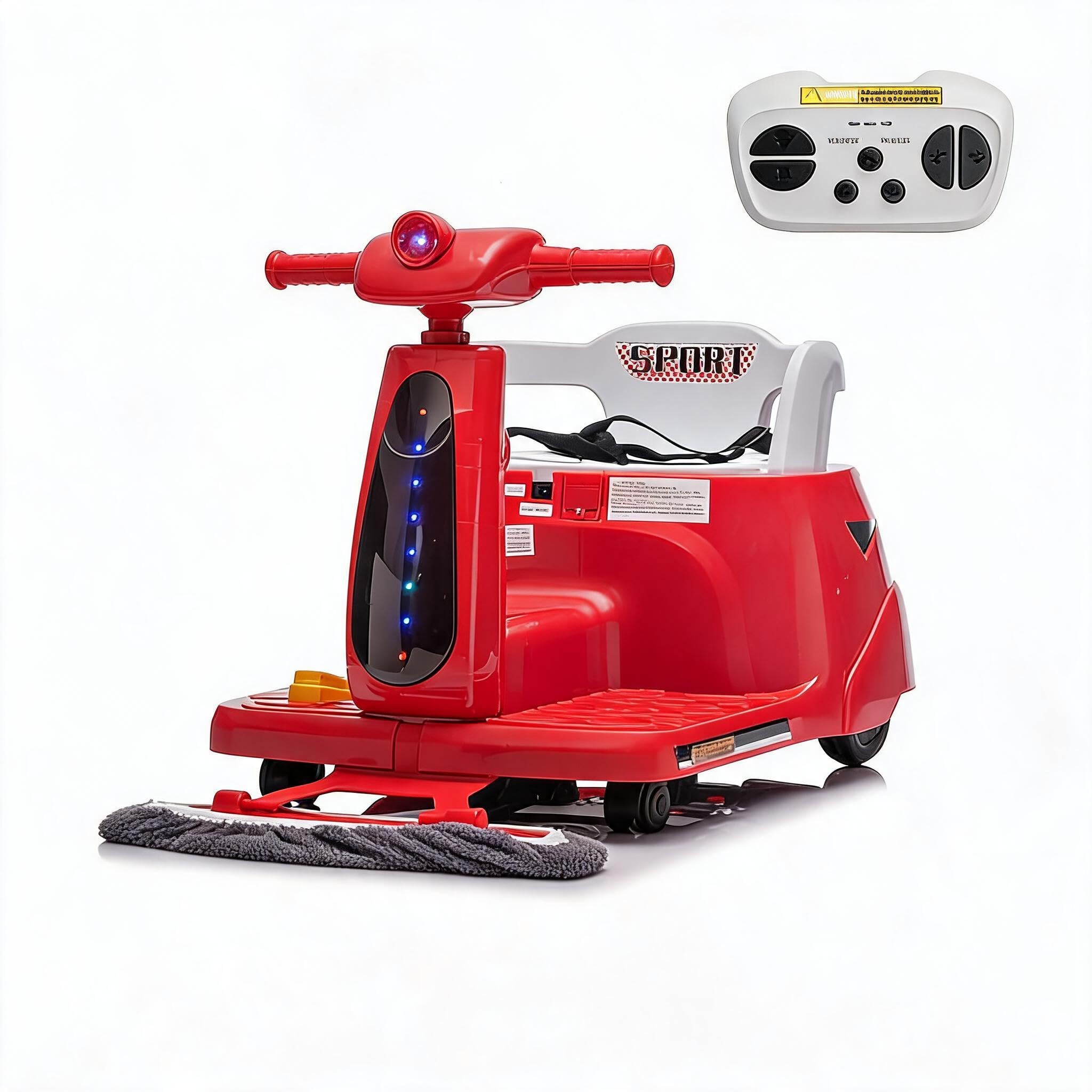 Garvee Voiture Électrique Enfant 12V 2 en 1 avec Fonction Nettoyage, Télécommande Parentale, Feux LED, Bluetooth, USB, Voiture Enfant Dès 3-8, Rouge
