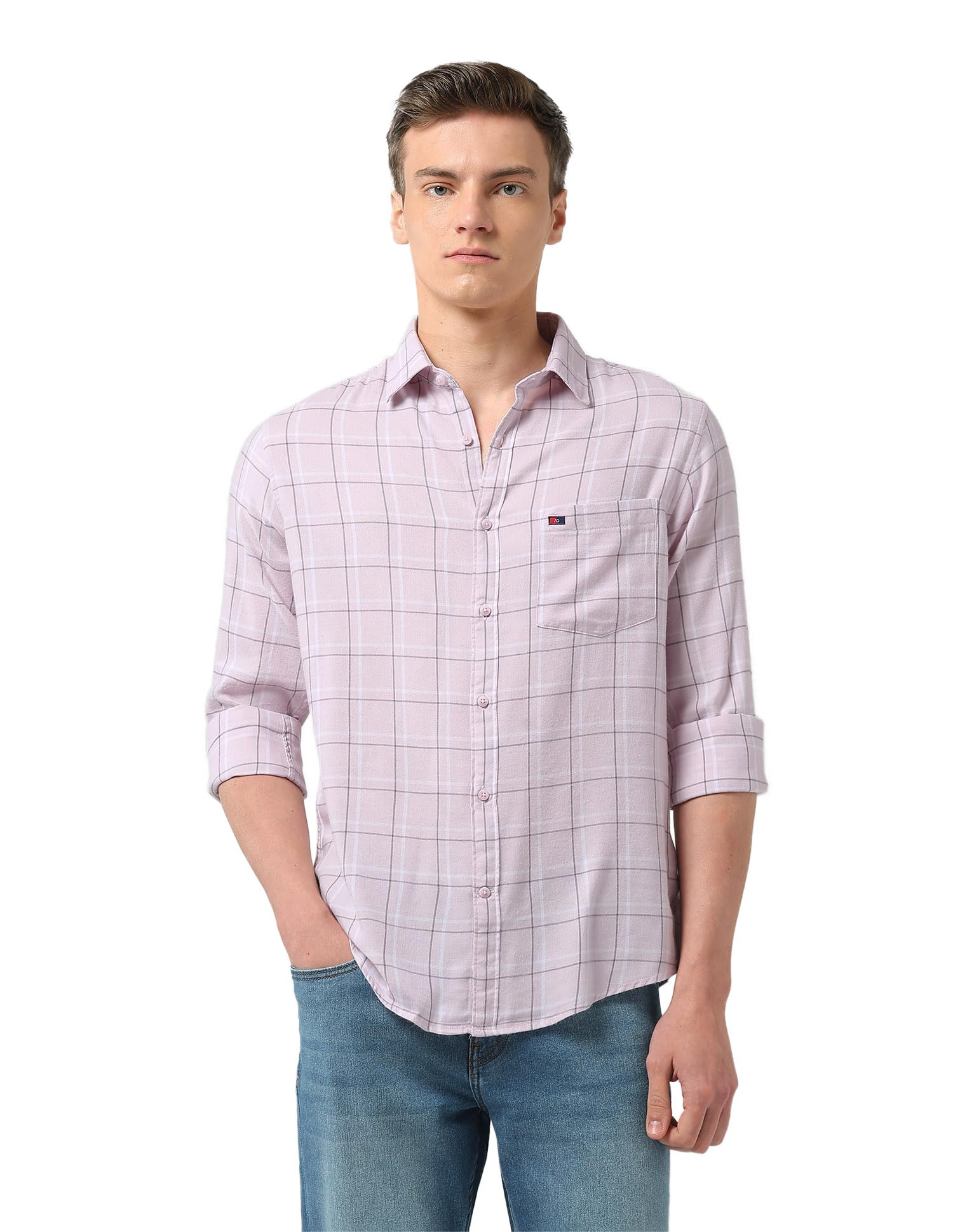 Windowpane Checked Regular Fit Shirt-image-1