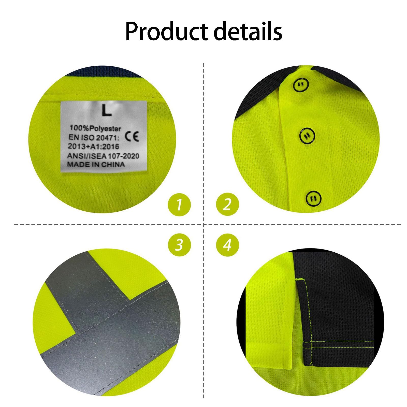 Camisas reflectantes de alta visibilidad para el trabajo diario con bolsillo, unisex, para hombres y mujeres