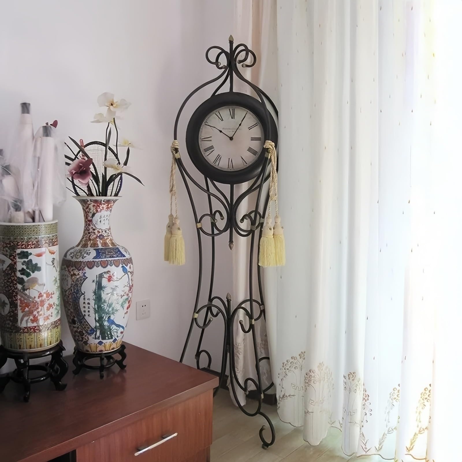 Decoración Reloj de pie Metal, Cuarzo, silencioso, Granja