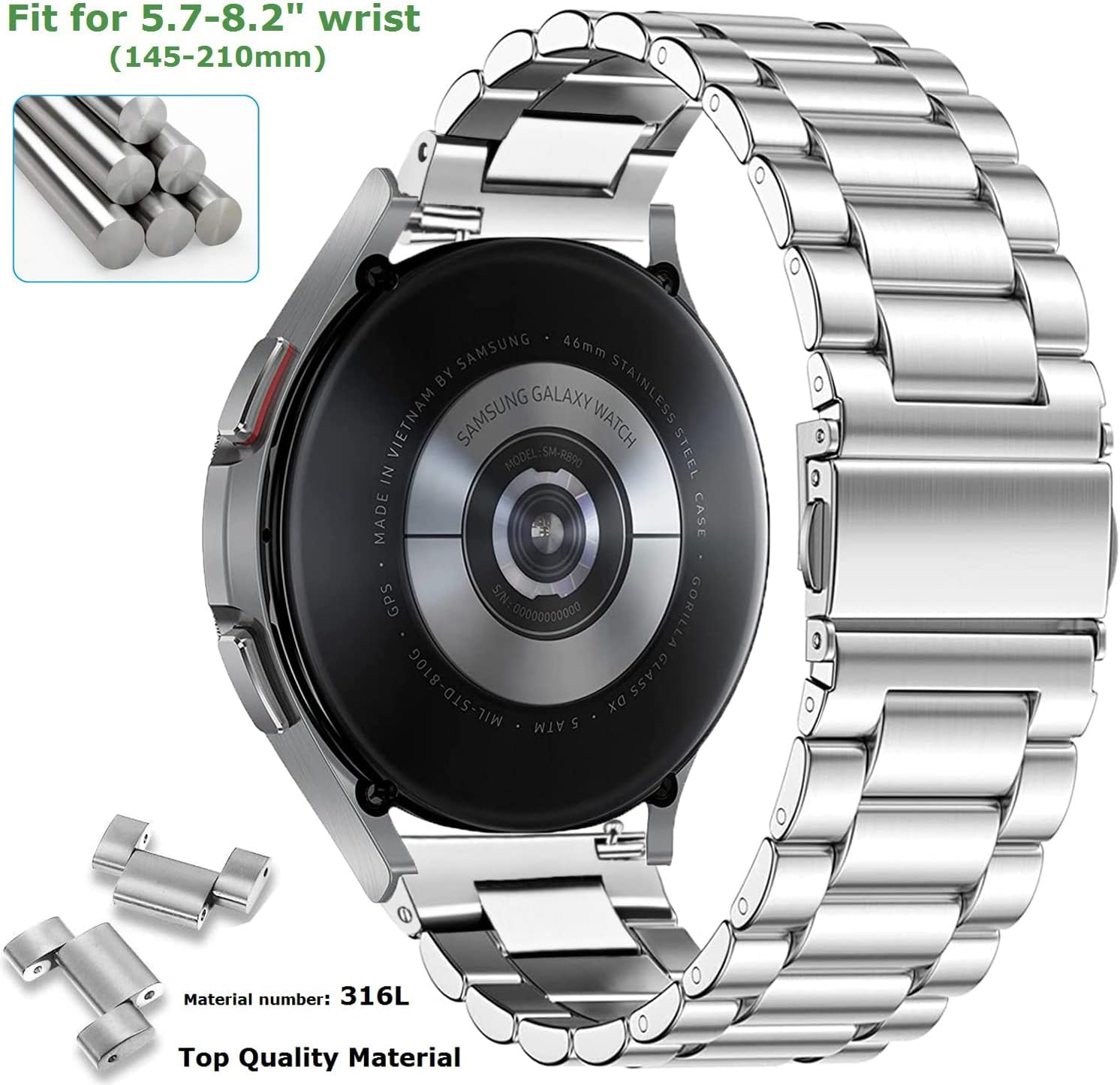 Metal Bands for Garmin Vivoactive 4/Venu 2 3 4 45mm/Forerunner 570(47mm)/255/265/945 Watch Bands, 22mm Metal band Strap for Amazfit GTR 4,GTR 3,GTR 2,2e,Ticwatch Pro 3,Fossil Gen 5 for Women and Men Black Silver