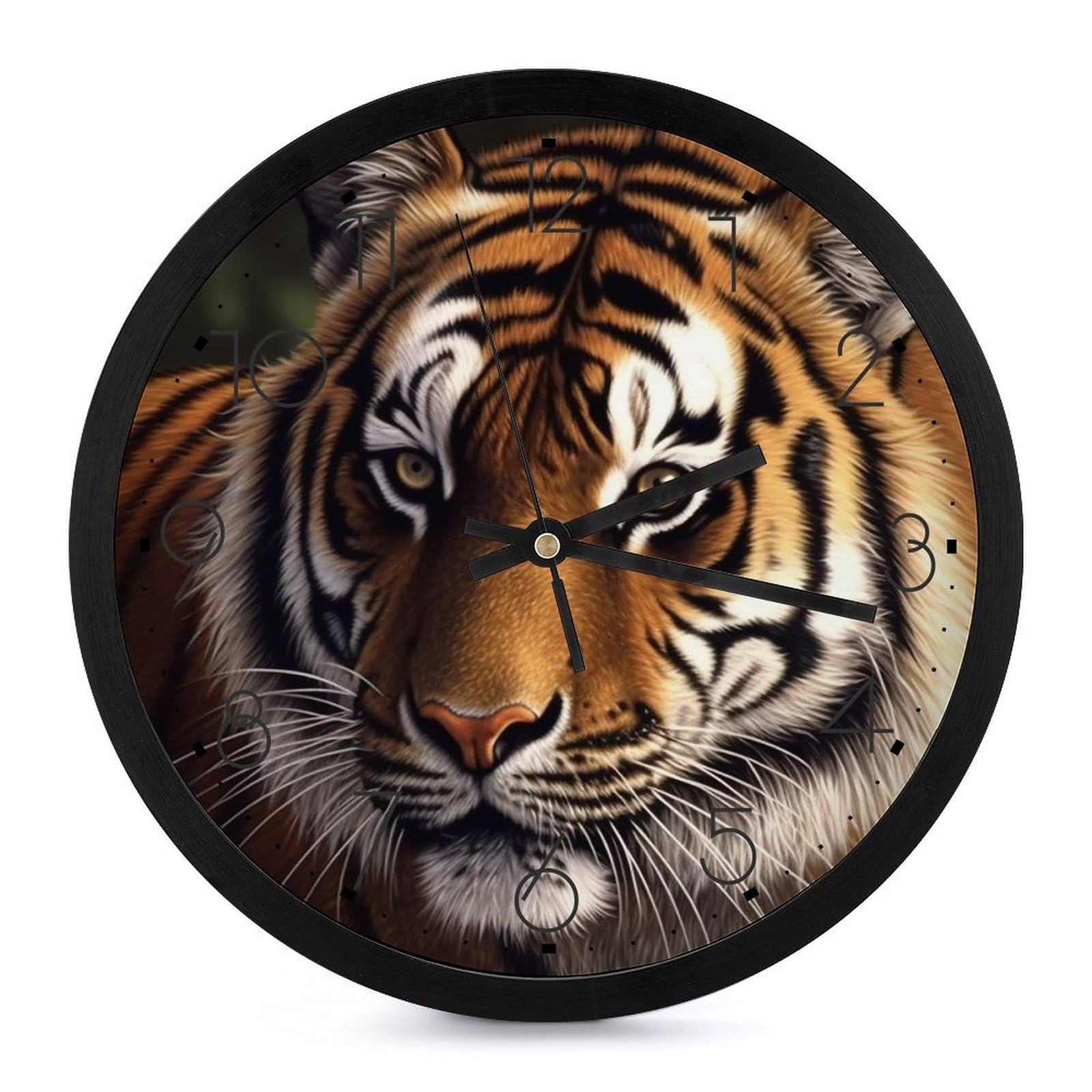 Horloge murale personnalisée mécanique silencieuse sans tic-tac motif tigre