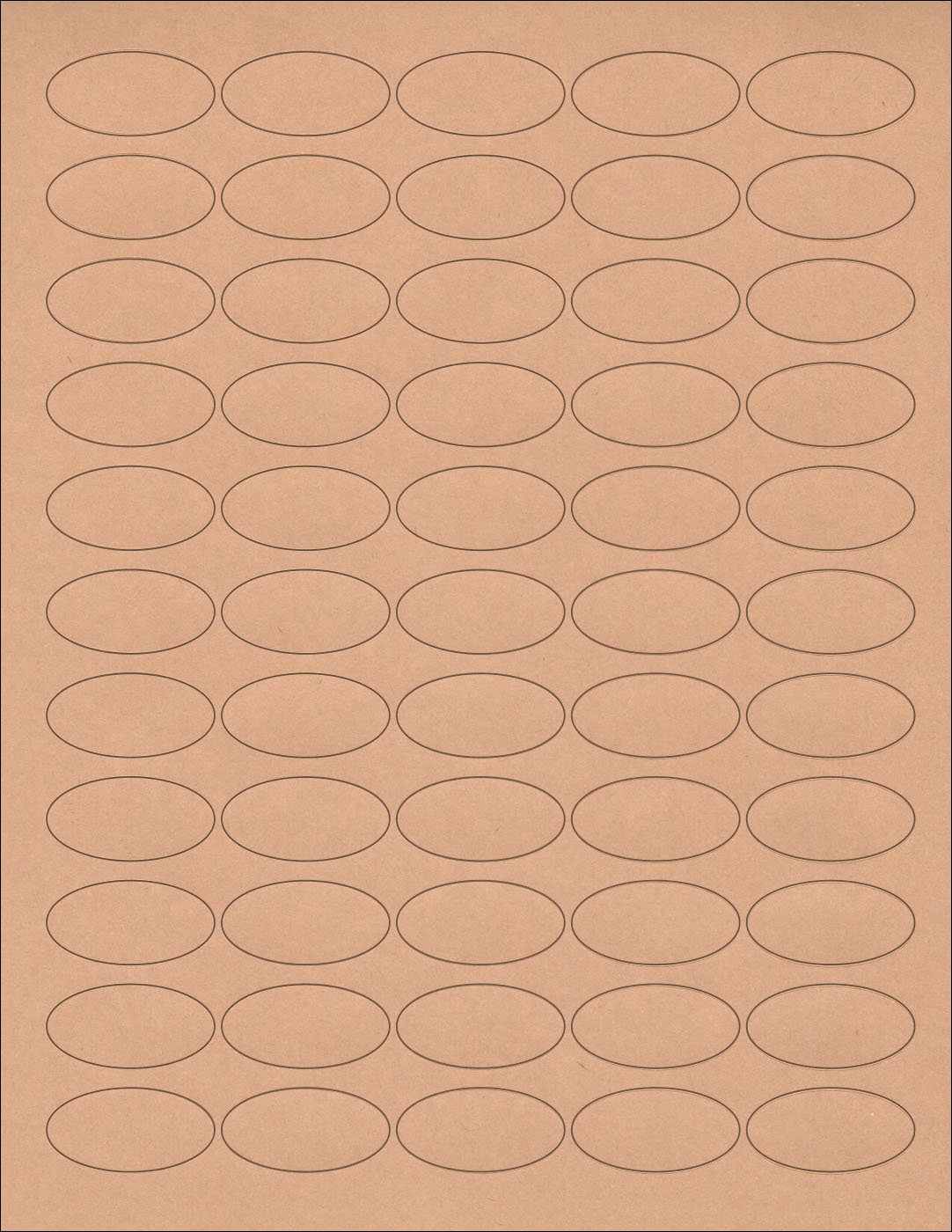 (12 Sheets) 660 3/4"x1-1/2" Blank Kraft Oval Stickers for Inkjet & Laser Printers ~ Size: 8-1/2"X11" Standard Sheets