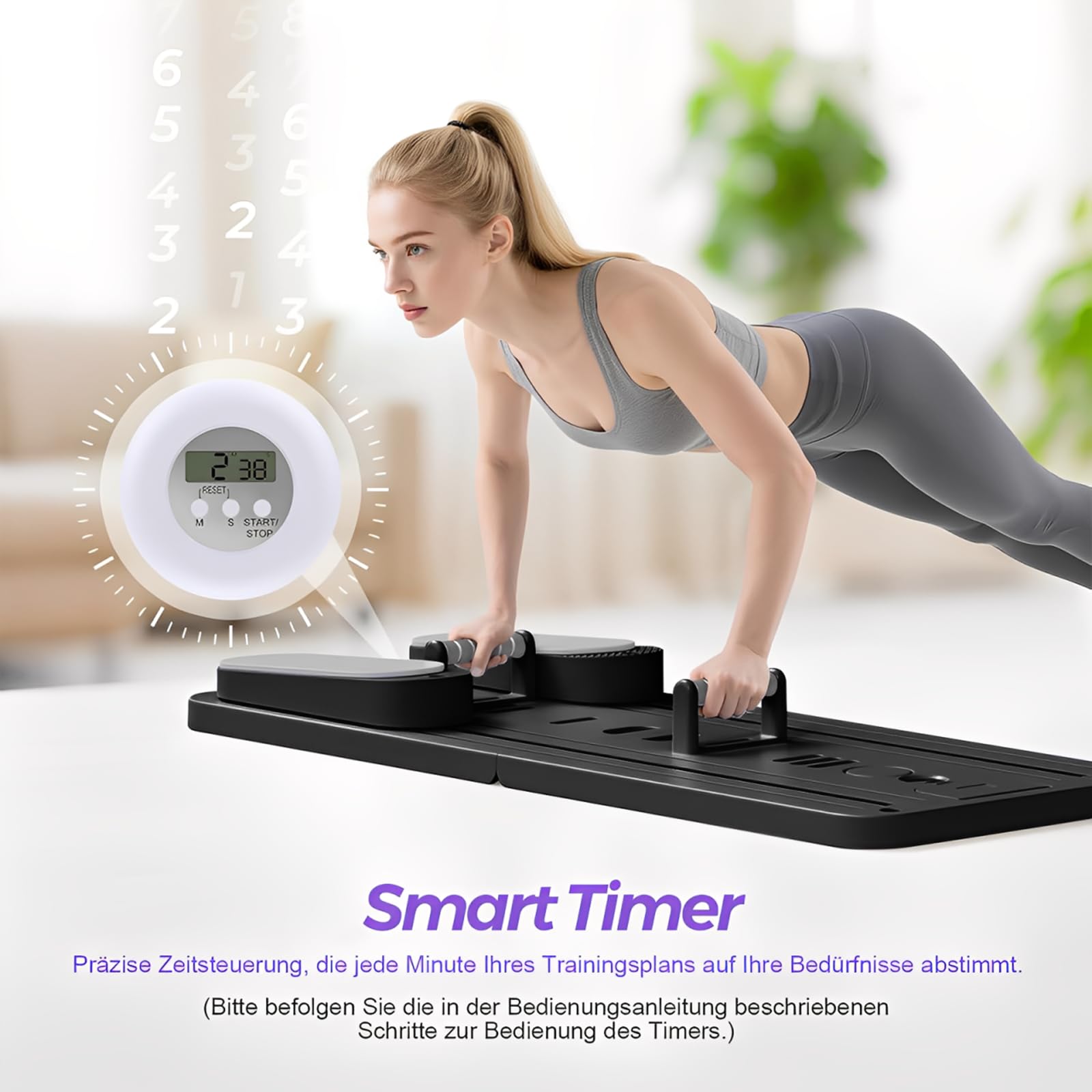 Pilates Board für Zuhause Upgraded, Faltbares Multifunktionales Pilates Reformer, 8-in-1 Pilates Set mit 5er-Set Widerstandsbänder, Automatischem Rückprall & Bauchtrainer, Ganzkörpertraining