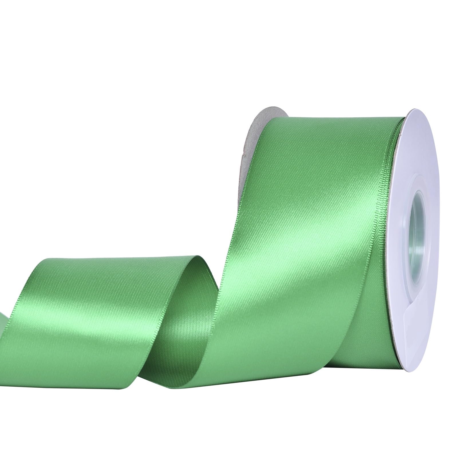 Ribest Green Double Faced Satin Ribbon, 2 Inch 25 Yard Ribbon for Crafts Gift Wrapping Bows Wedding Party Decoration Bouquet