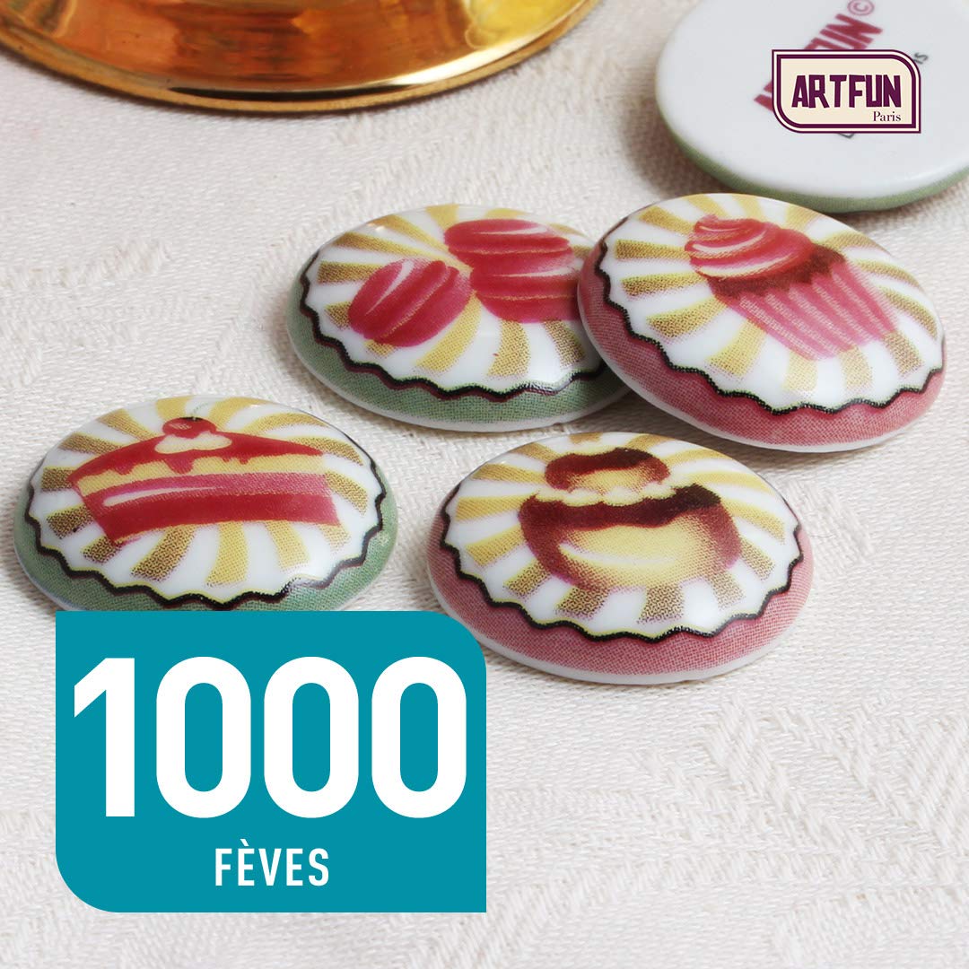 ArtFun Lot 1000 FEVES Collection I Love Cake - Feve Galette des Rois Epiphanie Premium - Feve Porcelaine Alimentaire