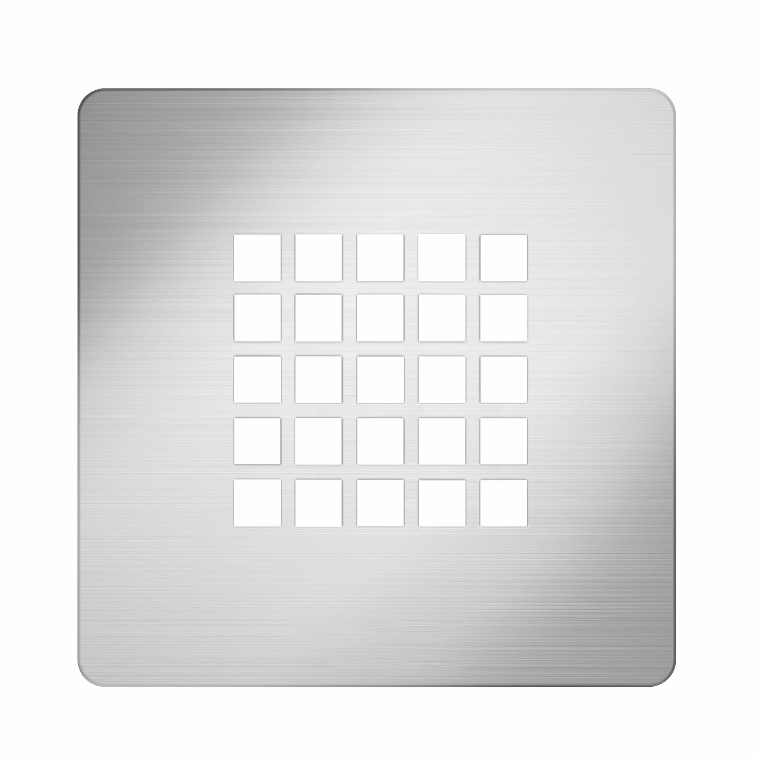 Rejilla para Plato de Ducha S500-055 - Acabado INOX - Medidas 13 x 13 cm - Acero Inoxidable - Estándar Europeo - Diseño Extraplano - Rejilla Desagüe Ducha - Ideal Platos de Duchas