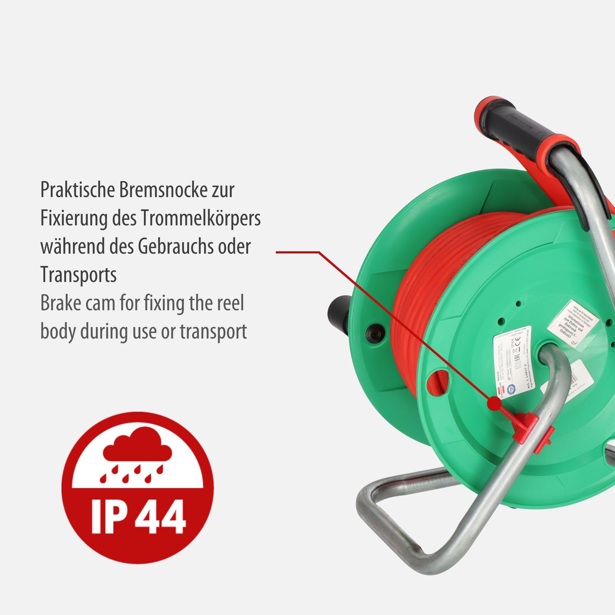Brennenstuhl 1148370 Enrouleur de câble pour jardin Garant G IP 44 AT-N07V3V3-F 3G1,5 25 m