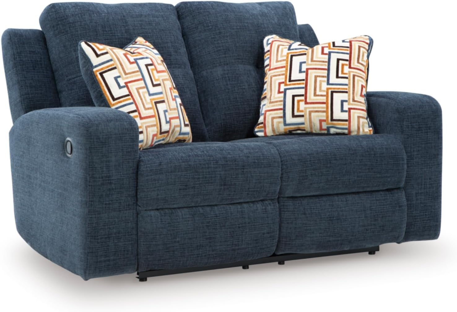 Signature Design by Ashley Danum Contemporary Reclining Loveseat with Tufted Cushion, Blue