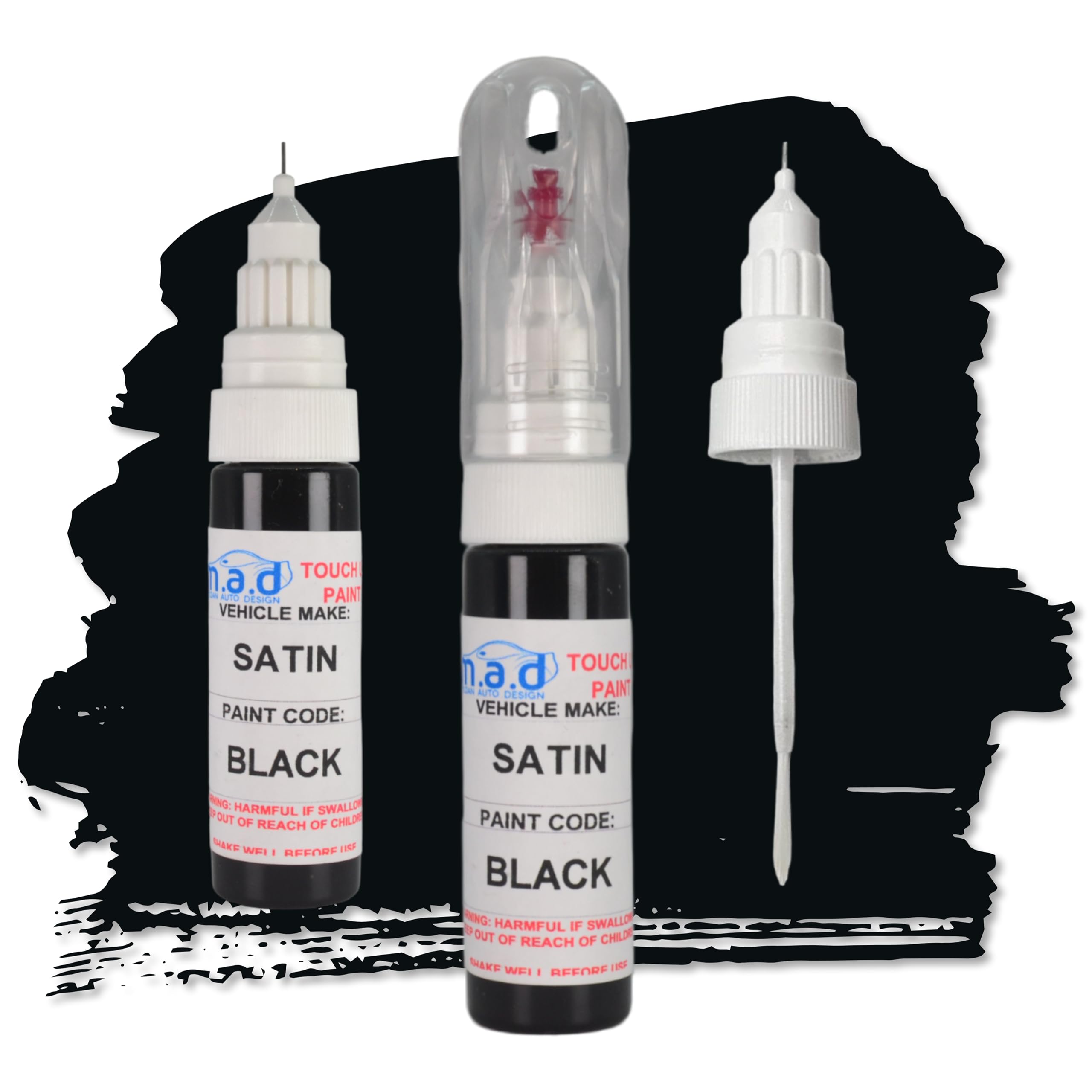 M.a.d Myldan Auto Design Paint & Lacquer M.a.d Satin Black Alloy Wheel Touch Up Pen Repair Kit Paint With Brush Curbing Scratch (, 20 Milliliters)