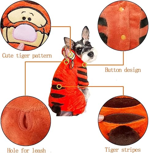 Miniatura 3 de AIHANCH Disfraz de tigre para perro, ropa de terciopelo suave para perro, sudadera con capucha para perro, divertido disfraz de Halloween para