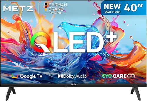 Metz 40 Pouces (100 cm) Smart TV FHD Google Television LED, Gen 6 QLED +, HDR 10 Dolby Audio Bluetooth 5,1 EyeCare Tuner DVB-T/T2/C/S/S2 CI+, 1.5GB RAM Amélioration (40MQH7000Y, 2026 Nouveau Modèle) - 1