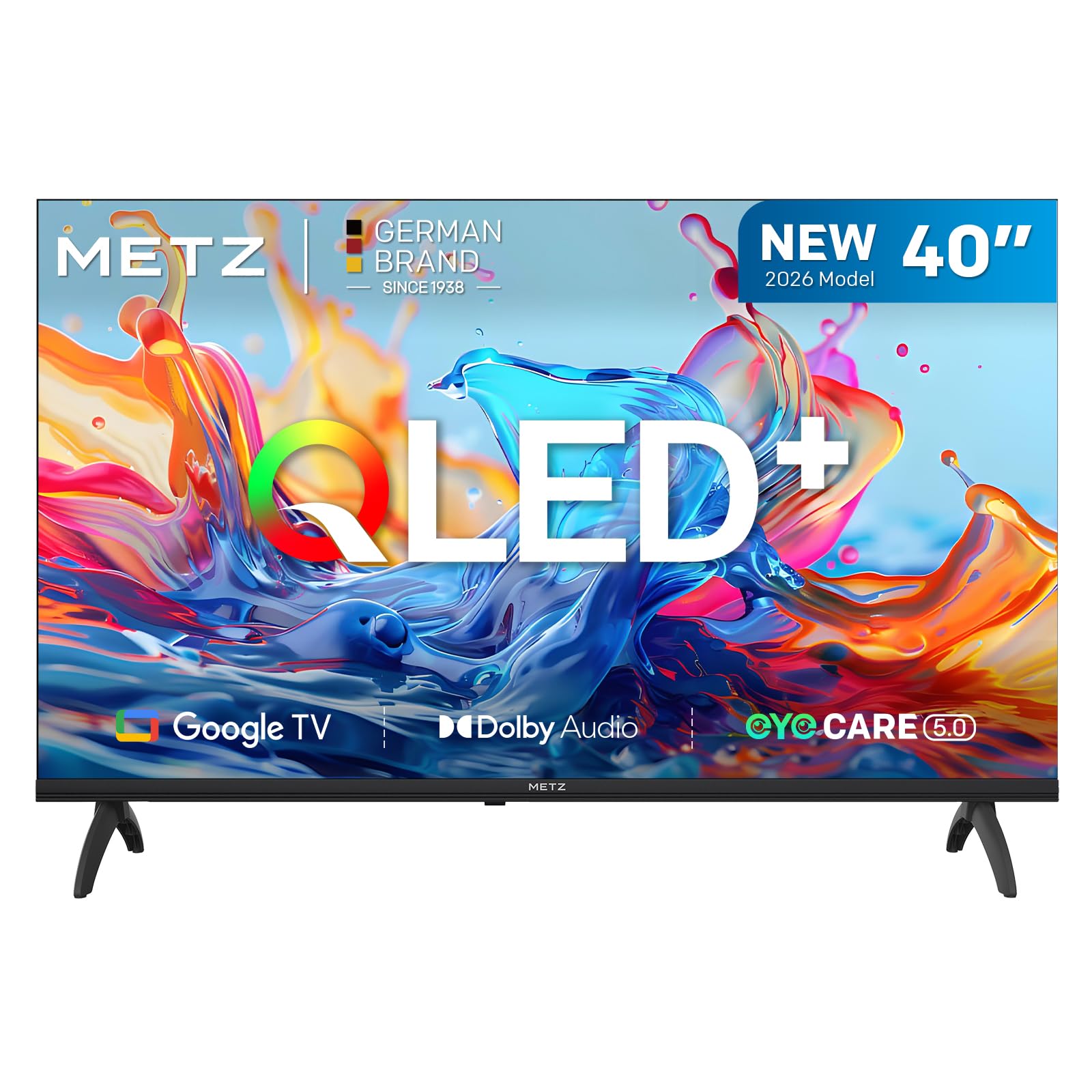 Metz 40 cali (100 cm) Smart TV FHD Google Television LED, Gen 6 QLED +, HDR 10 Dolby Audio Bluetooth 5,1 EyeCare Tuner DVB-T/T2/C/S/S2 CI+ (40MQH7000Y, 2026 nowy model)