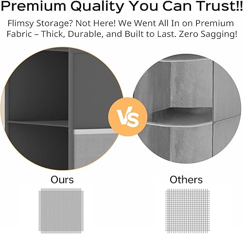 Miniatura 7 de Organizador de armario colgante extra profundo con 6 estantes y bolsillos de malla de gran tamaño, estructura resistente, no se deforma,