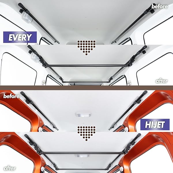 セイワ(SEIWA) ハンガーバー M サイズ 106〜109cm 2本セット (ハイゼット/エブリイ) IMP325 車内キャリアバー 車内収納 天井収納 車中泊 レジャー 釣りサーフィン スノーボード 別売サイドバー 品番:IMP320/IMP321と組み合わせ 【BURNOXシリーズ】 - 3